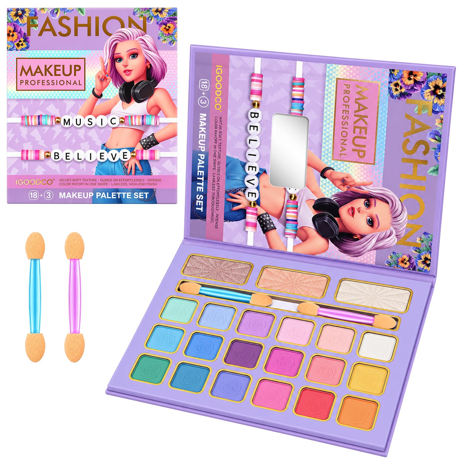 Aomig 21 Colors Makeup Sets for Girls Non-Toxic Princess Make Up Kit