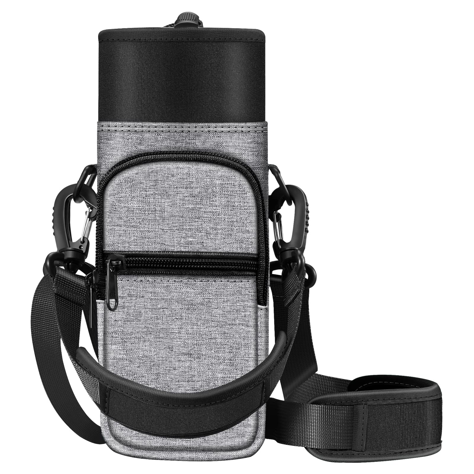 CaseBot Water Bottle Carrier Bag Sling Case, Sports Water Bottle Pouch Holder Sleeve with Adjustable Shoulder Hand Strap and 2 Pockets for Men Women