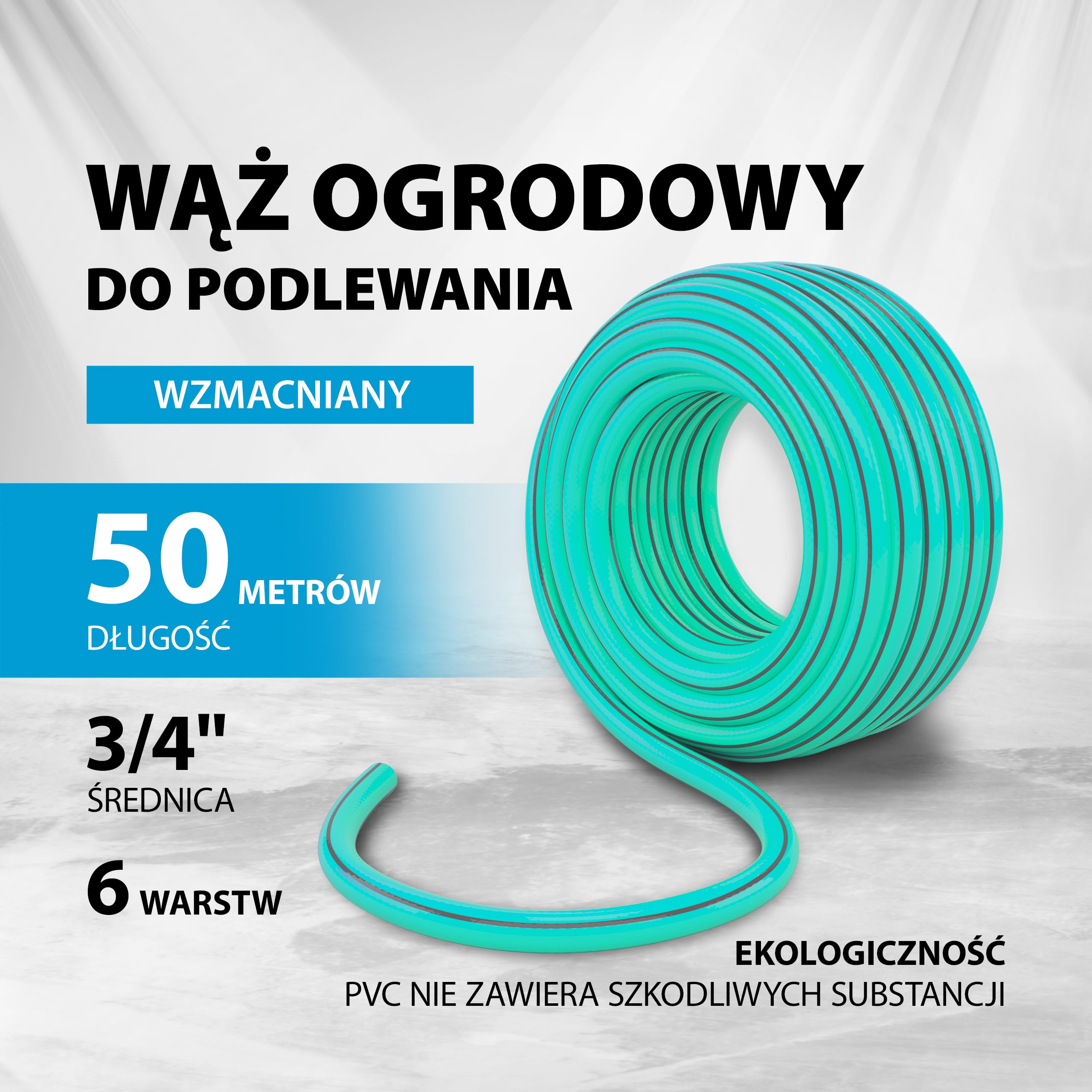 PALISAD LUXE Wąż Ogrodowy 50 M, 1/2" (12,5 Mm), 6-Warstwowy, Niebieski – Bez Ftalatów, Do Wody Pitnej, Ciśnienie 12 Bar, Wzmocnienie Tekstylne, Odporny Na Mróz I UV