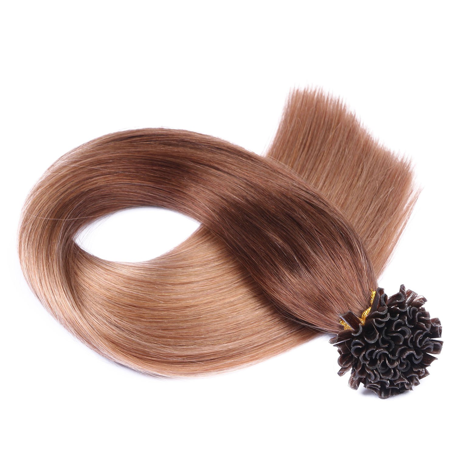 Keratin Bonding - # 4/27 OMBRE - 40cm - 100 Strähnen - 1g - 100% Remy Echthaar Haarverlängerung U-Tip Extentions by NOVON Hair Extensions mit sehr hoher Qualität