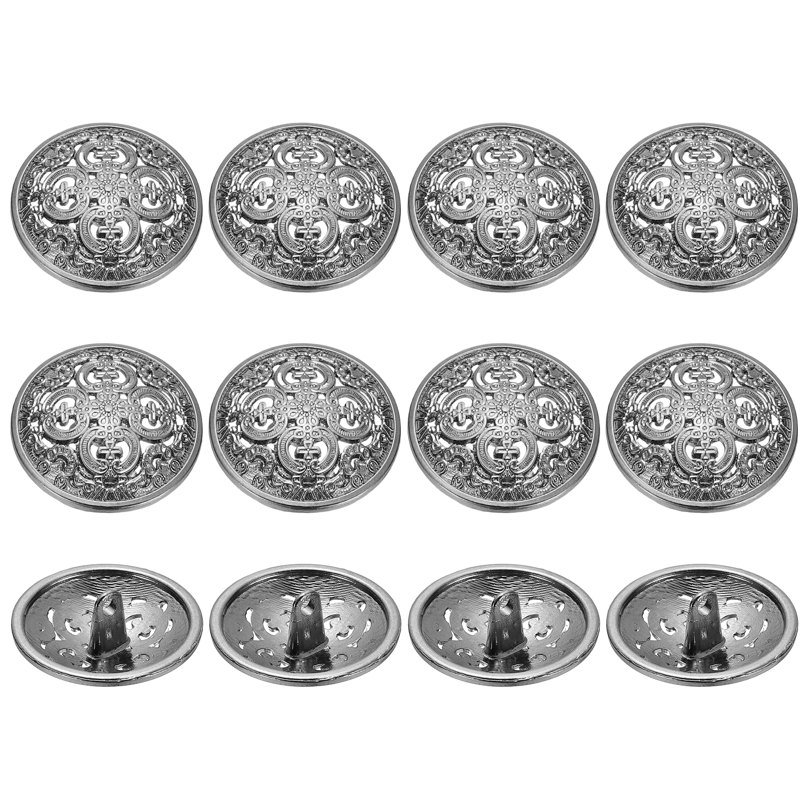 YELARXI Metal Round Hollow Buttons, Retro Hollow Shank Sewing Buttons - Fitting for (Men - Women - Coat - Shirt - Suit - Trousers - Sewing Crafts) 25 mm & 12 Pack & Black