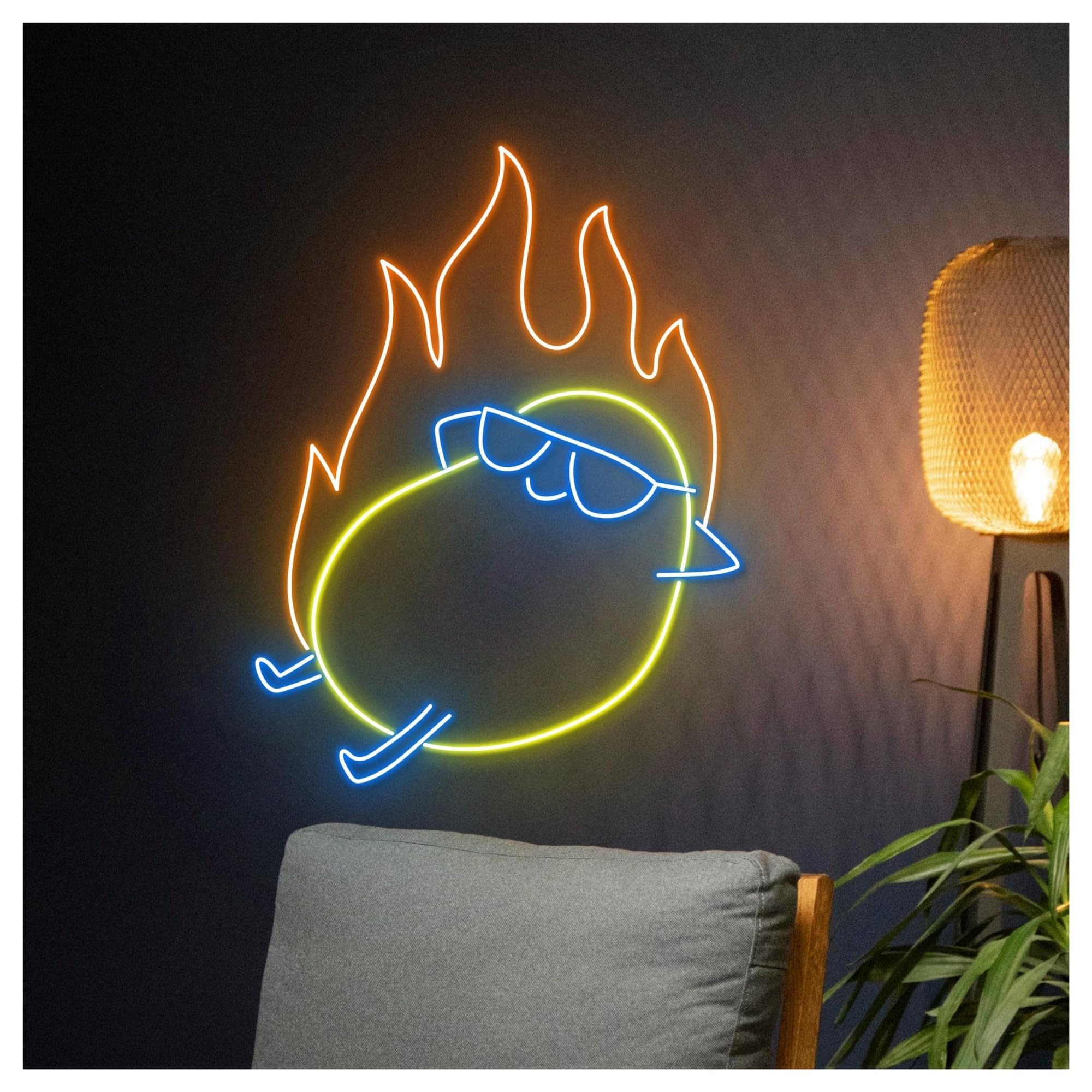 Decoración Lámparas Letrero De Neón Patata Caliente Con Gafas Sol En Llamas, Luz LED, Decoración Pared Para Habitación, 45cm