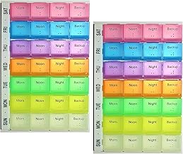2pcs E FAST CE4 Pill Box Organizer with 7 Day AM and PM Night Reminder Mediplanner