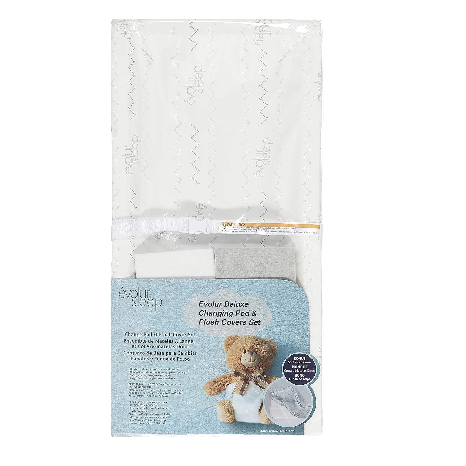 Evolur 3-Sided Contour Changing Pad with 2 Cotton Covers