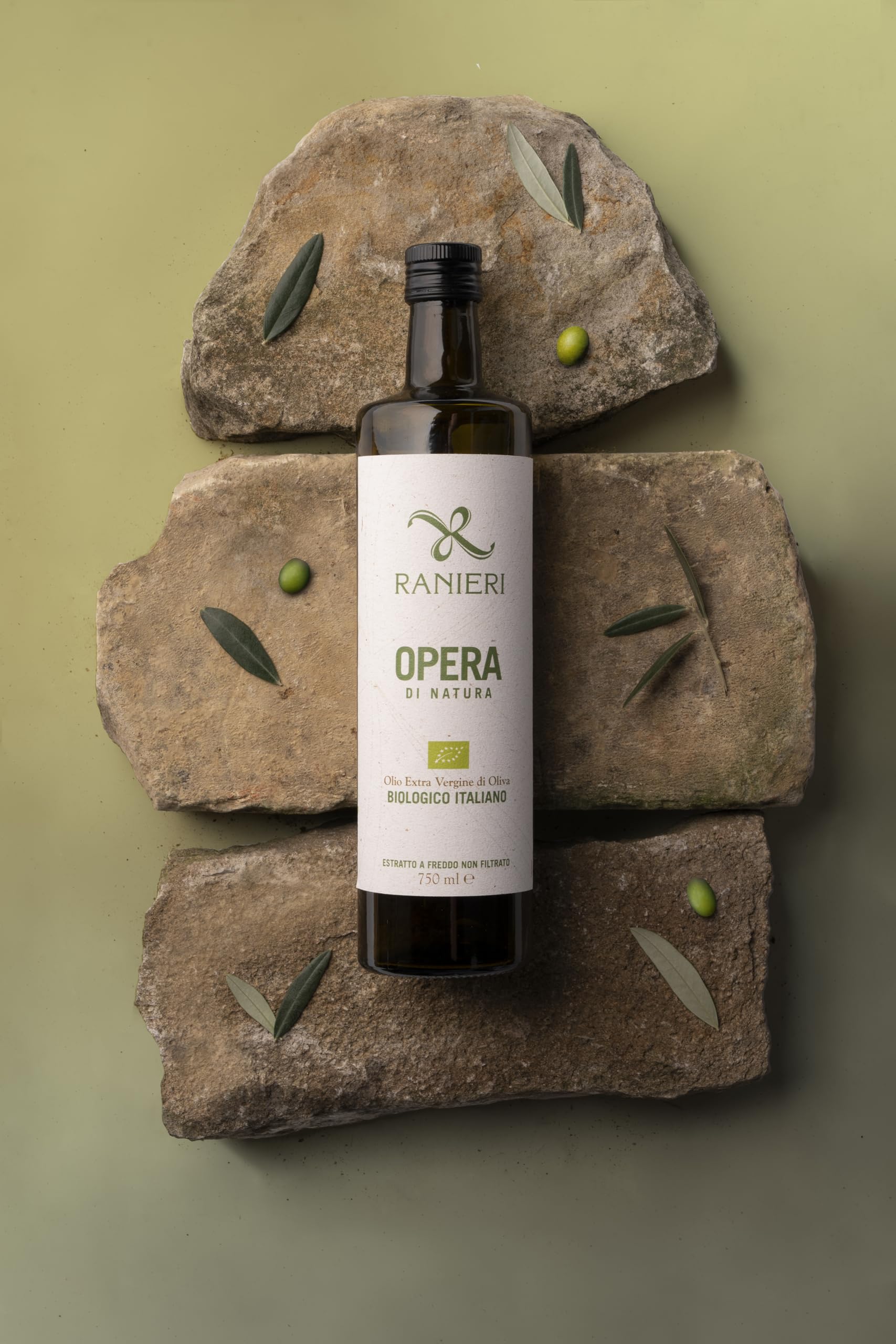Olio Ranieri Olio Extra Vergine Di Oliva 100% ITALIANO BIOLOGICO, Opera di Natura, Set 3 Bottiglie da 750ml