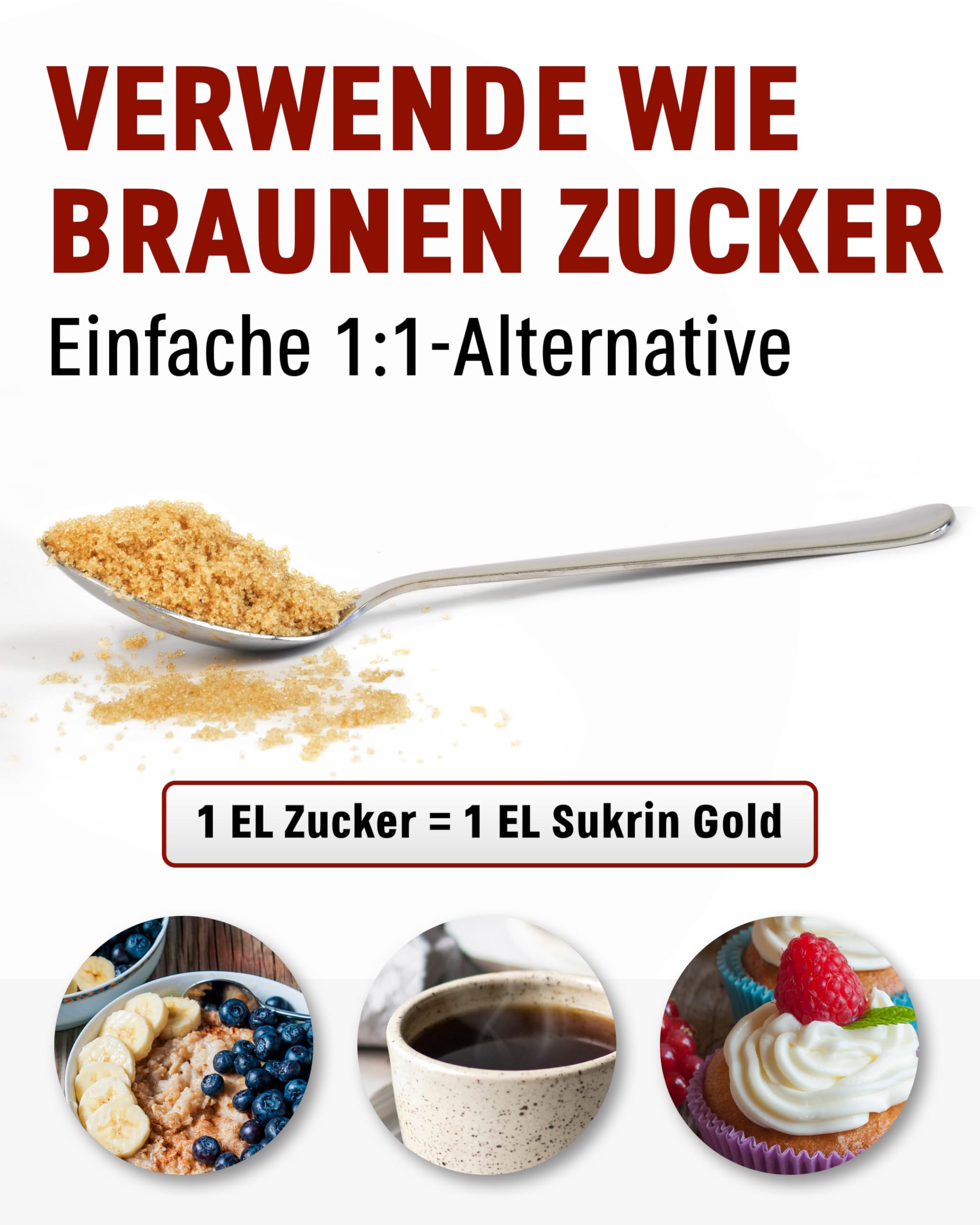 SUKRIN Gold natürliche Alternative zu Brauner Zucker und Rohrzucker, kalorienfreier Zuckerersatz mit Erythrit Stevia Mischung, Zucker Ersatz, vegan, glutenfrei, Non-GMO, keto-freundlich, 12x 500g