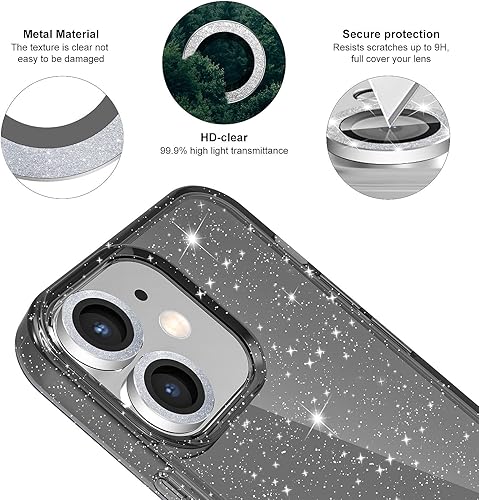 Miniatura 2 de Diseño de funda con purpurina para iPhone 14 Pro Max con 2 unidades protector de pantalla y paquete de 3 protector de lente de cámara, funda de