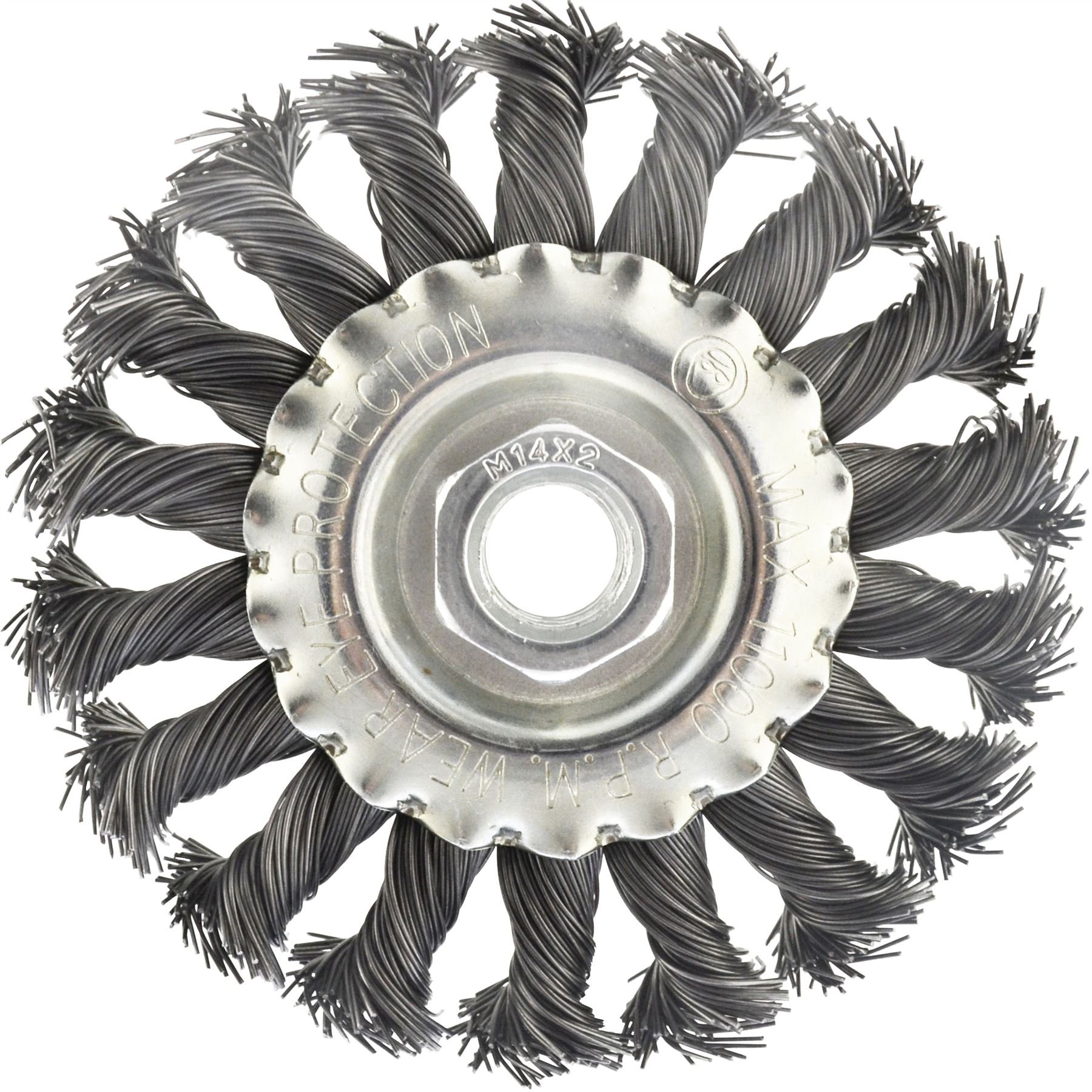 Flat Twist Knot Wire Brush Deburring Rust Paint Removal 100mm Flat M14 Thread