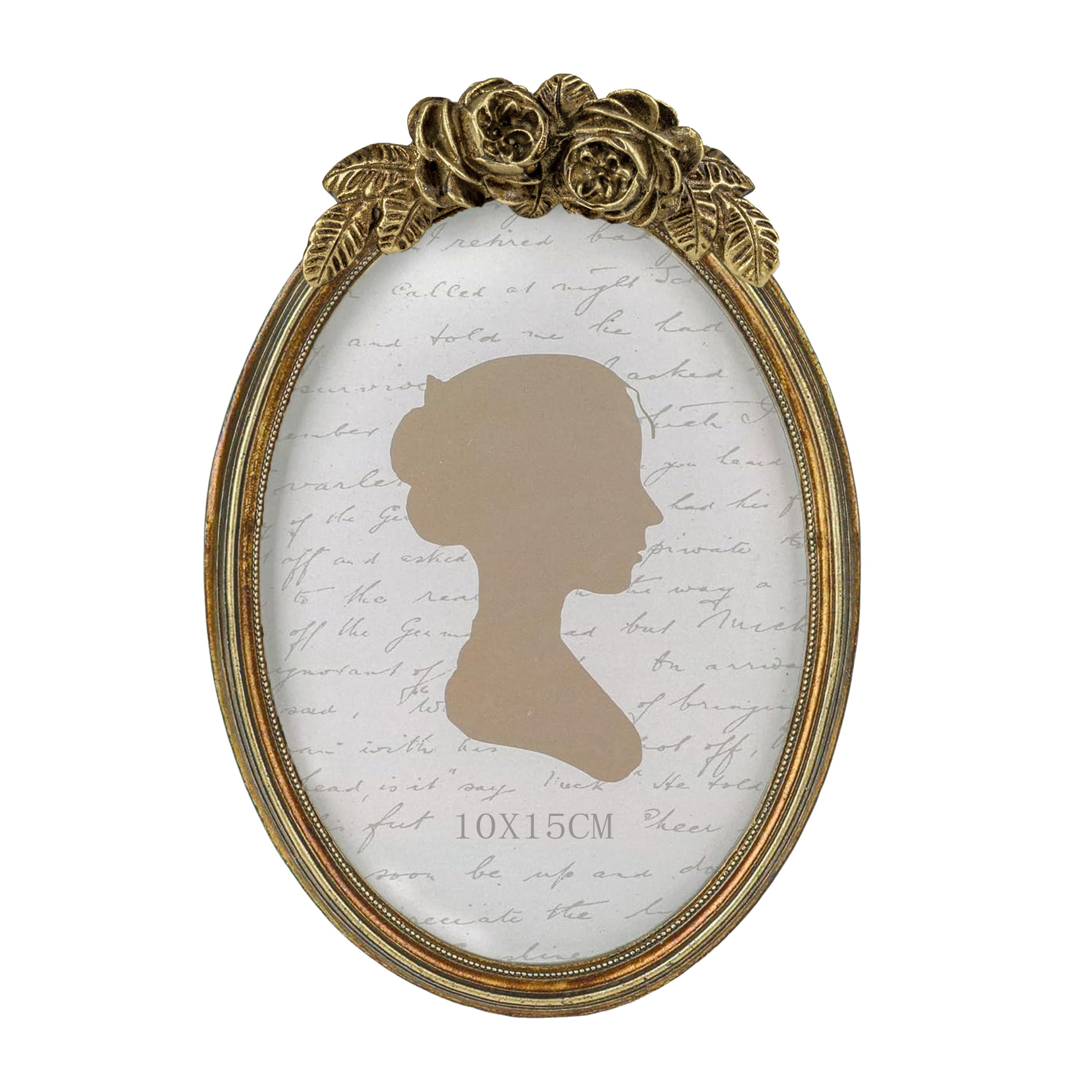 Sunlit Vintage Picture Frame 4x6 Inch, Oval Antique Photo Frames with Glass Front, Luxury Photo Display, Tabletop Wall Hanging, Gift Ideas, Bronze Rose