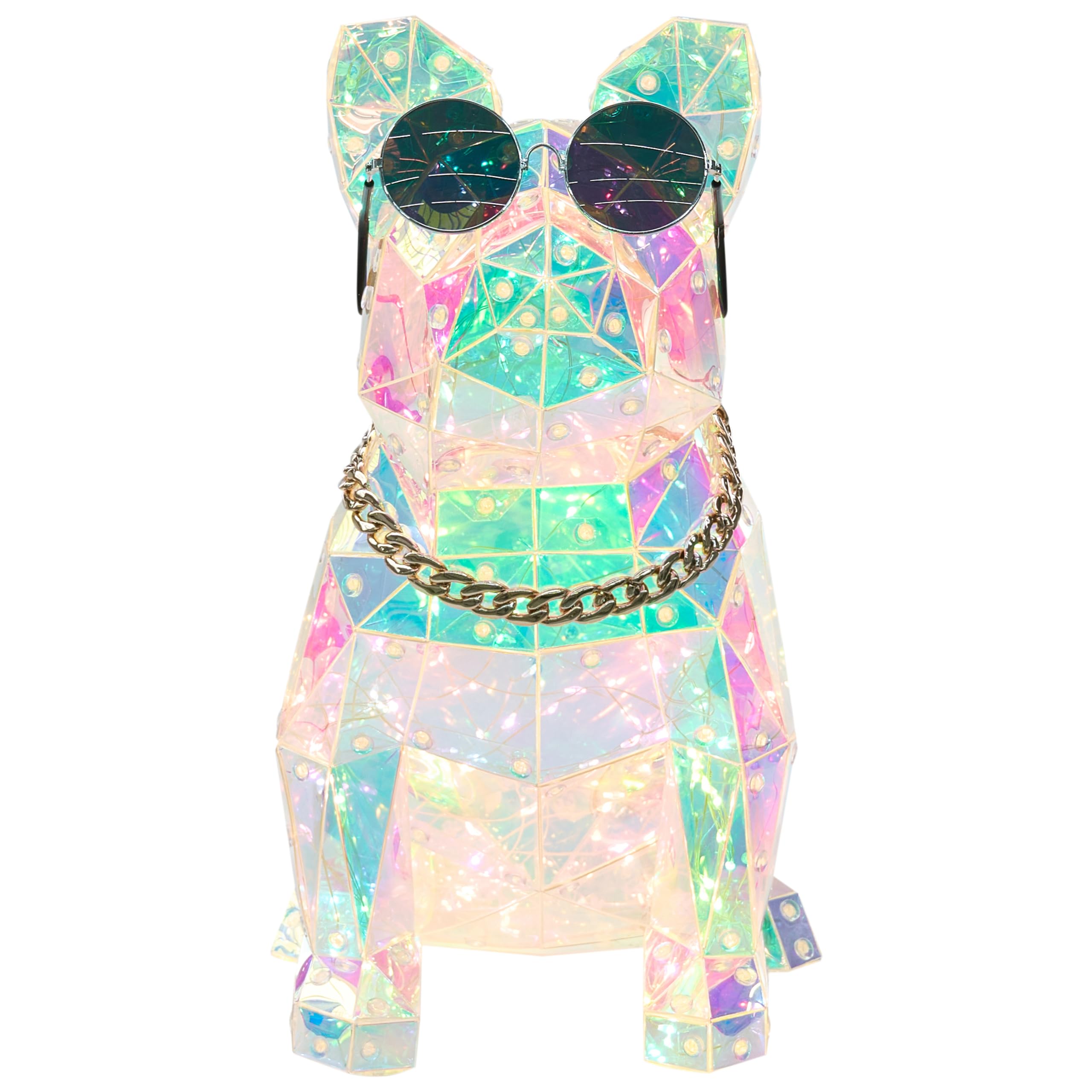 Beliani LED Dekoration Kunststoff Hundeform Französische Bulldogge leuchtend bunt Jonku