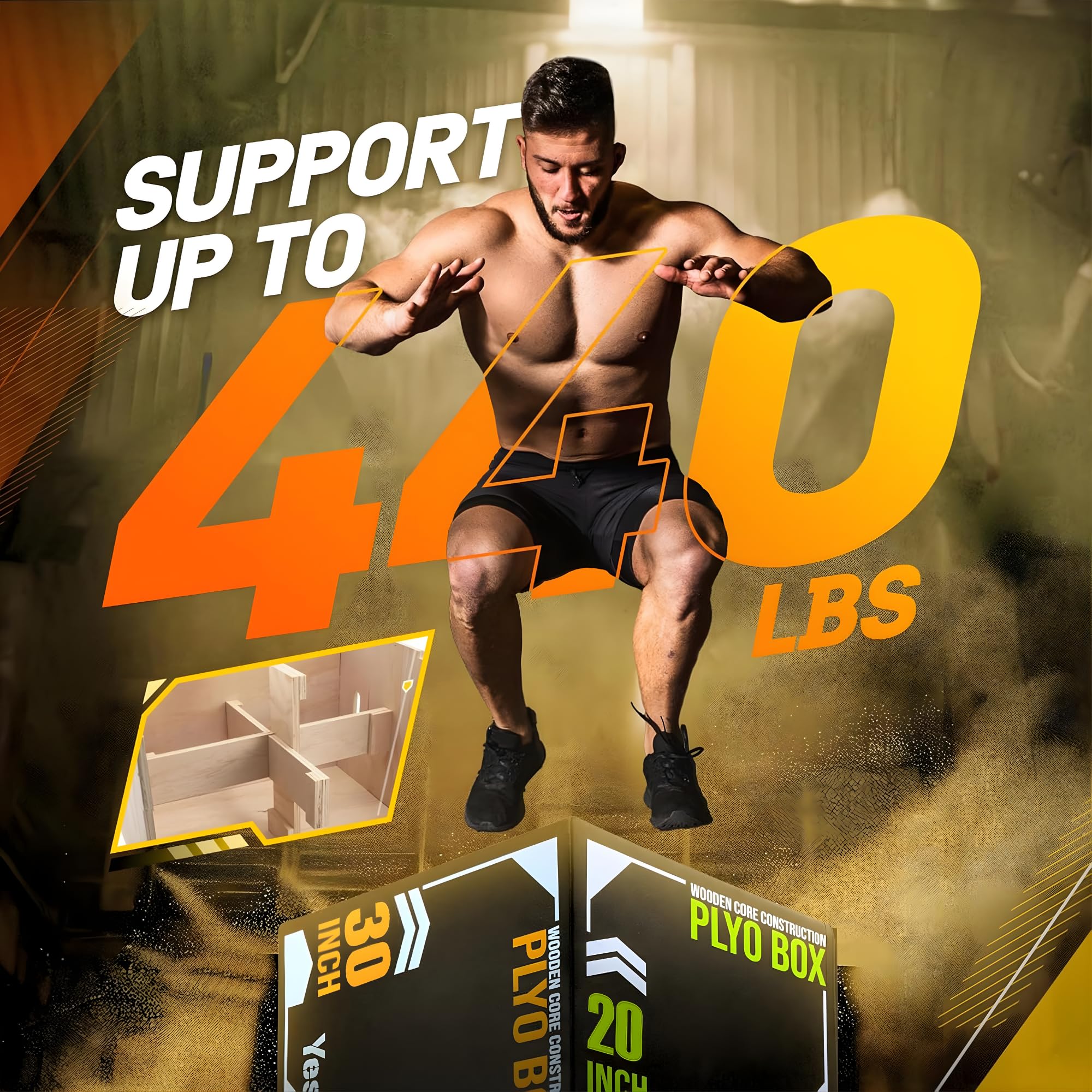 Yes4All Caja pliométrica Suave 3 en 1 con núcleo de Madera, Caja pliométrica de Espuma para Ejercicio, Crossfit, MMA, Entrenamiento pliométrico, Disponible en 4 tamaños