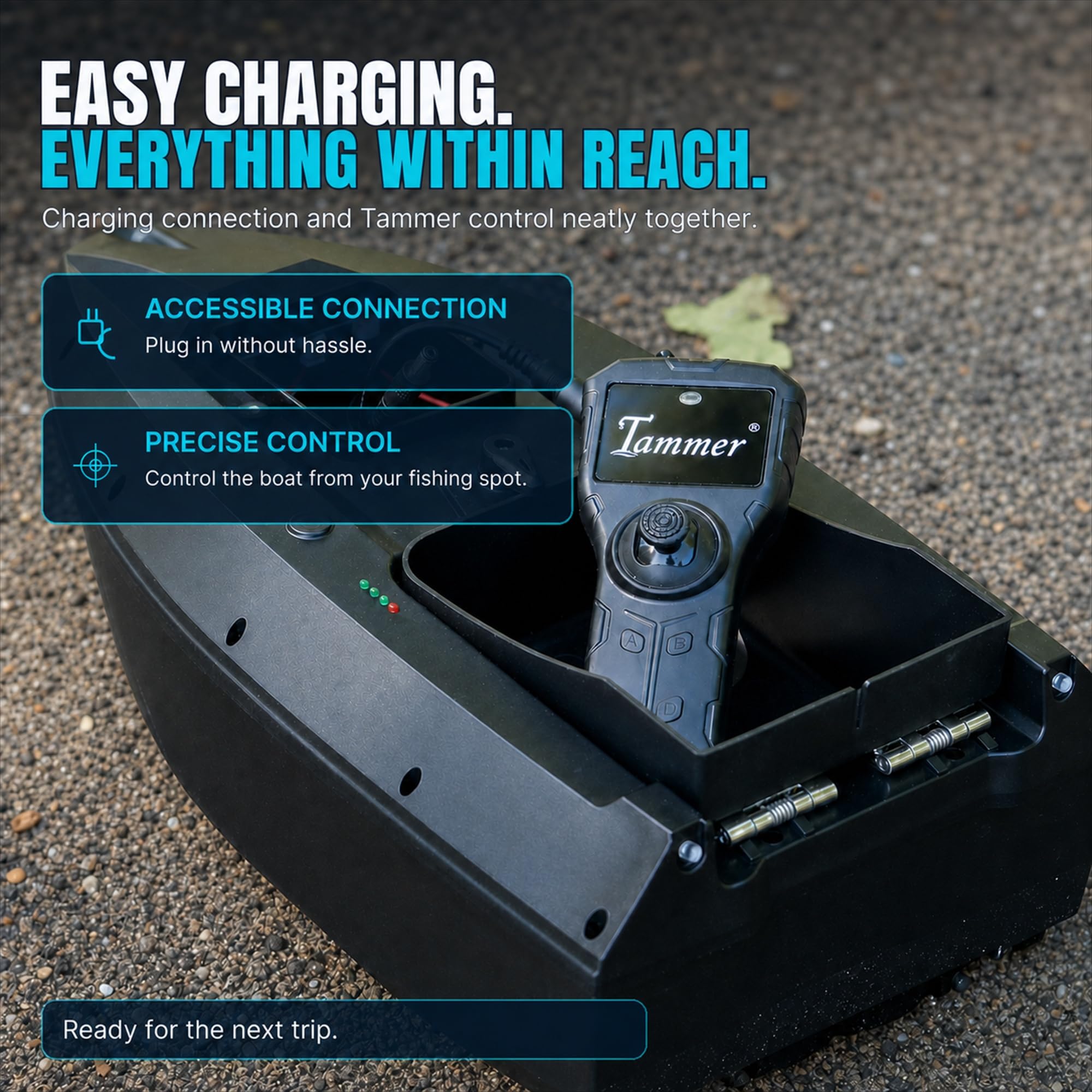 barca pasturatrice, barca con esca per la pesca alla carpa – Nuovo modello con Cruise Control, Capacità di carico 1,5 kg, portata 500 m, Tempo di navigazione 3 ore, illuminazione a LED