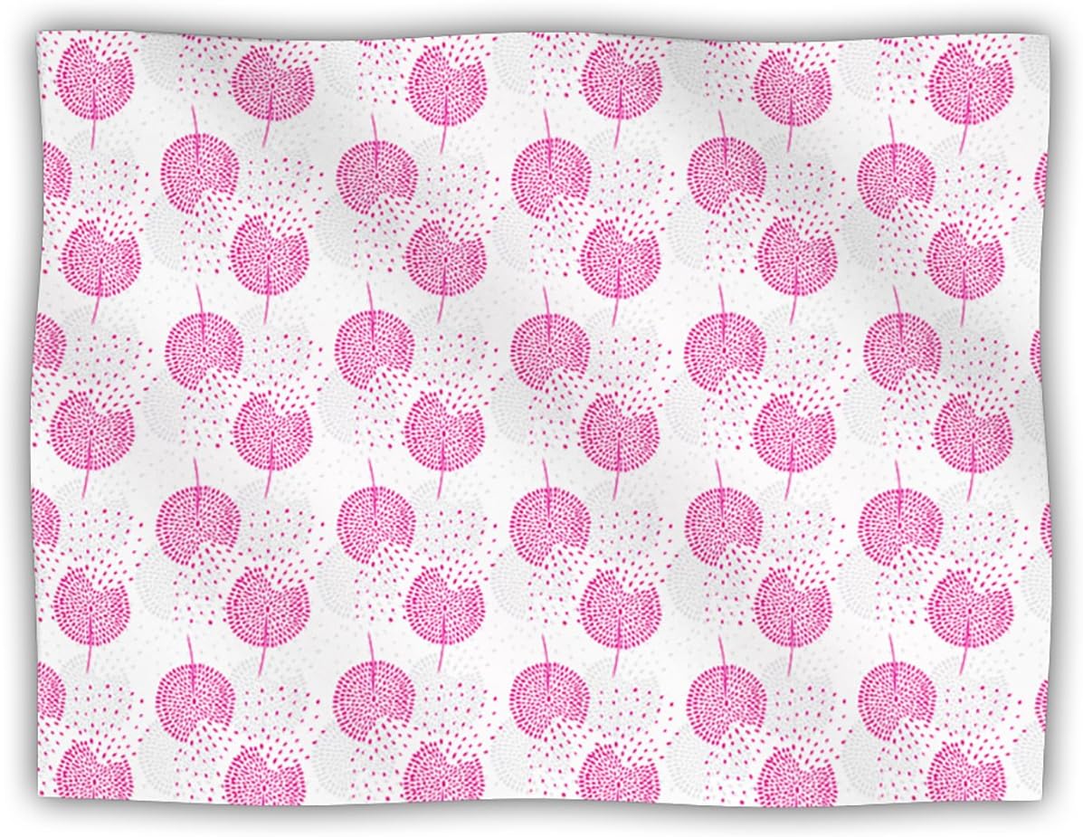 Apple Kaur Designs Wild Dandelions Pink Gray Pet Dog Blanket, 60 by 50-Inch