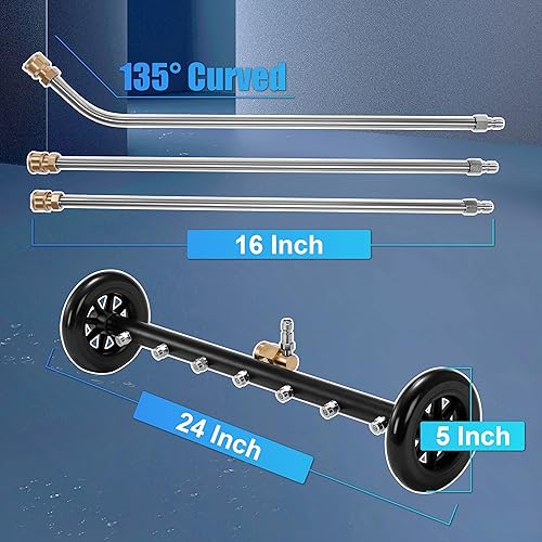 Miniatura 7 de Tool Daily Limpiador de Chasis de Doble Función, 24 Pulgadas, Escoba de Agua para Lavadora a Presión con 7 Boquillas, Accesorio para Lavadora Debajo