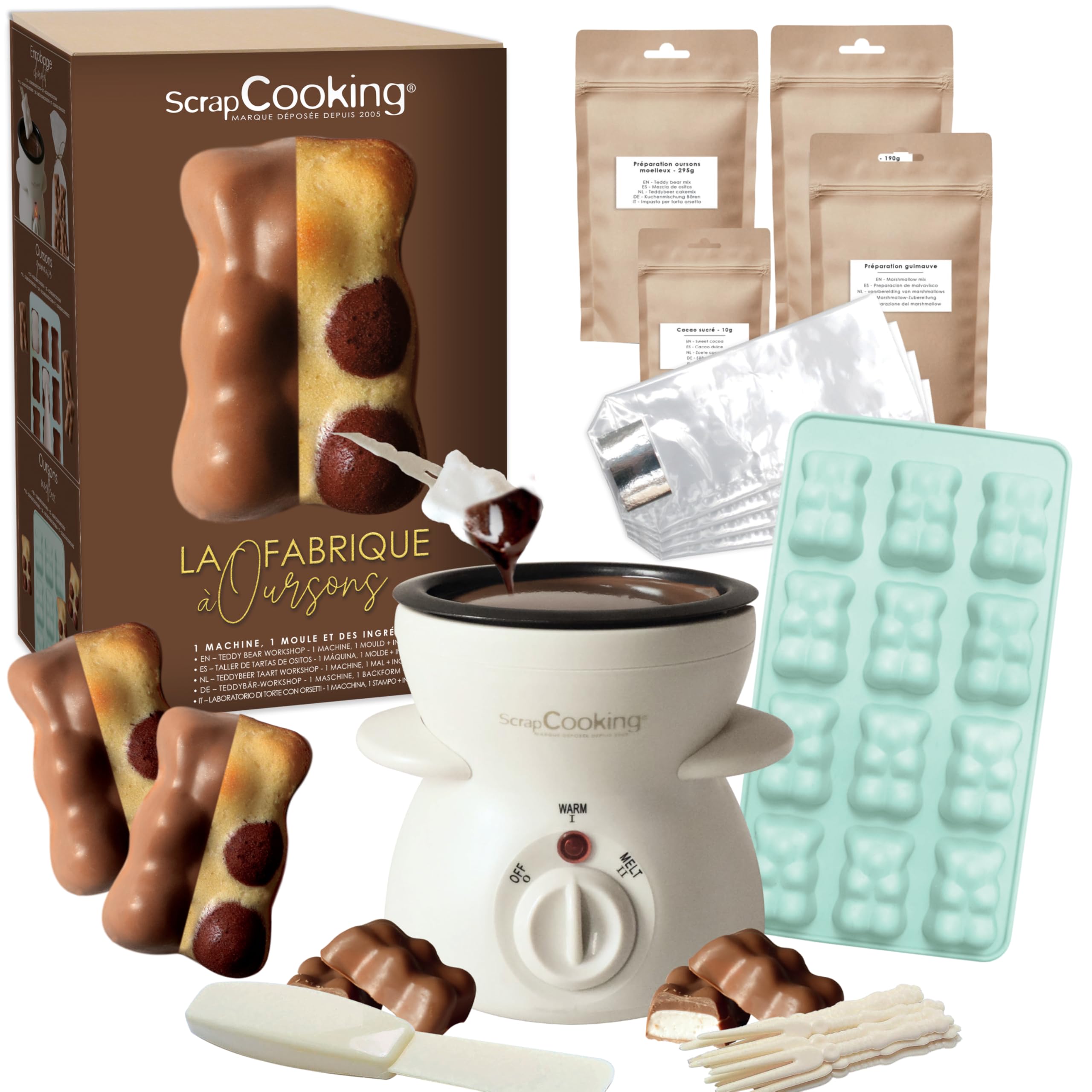 ScrapCooking - Kit Fabrique à Oursons - Avec Machine Fondue Chocolat, Moule Silicone - 3814