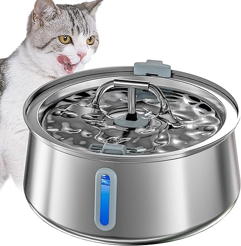 Miniatura 1 de Fuente de agua de acero inoxidable para gatos, fuente de agua para mascotas de 4 litros135 onzas de gran capacidad, dispensador de agua para perros