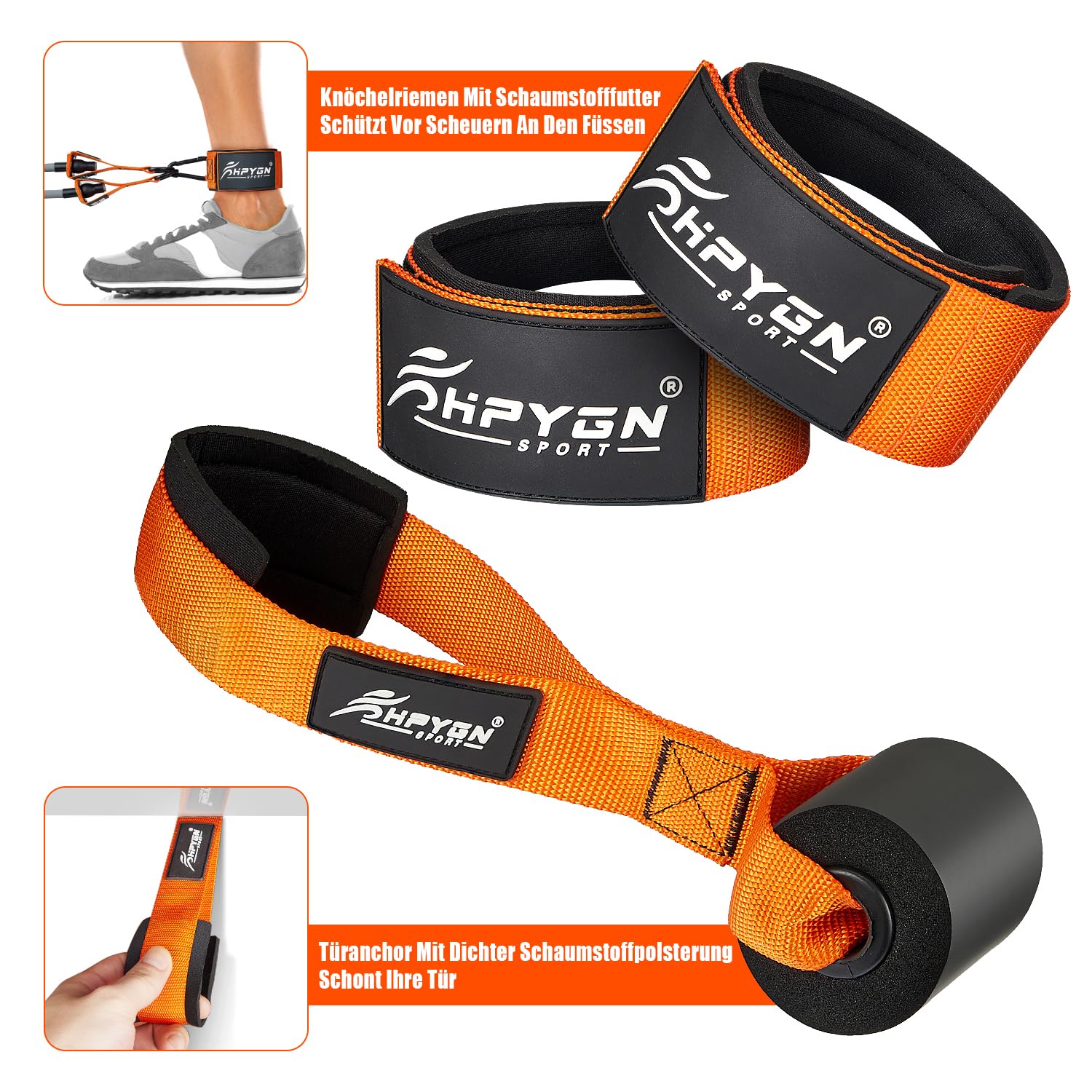 HPYGN 300lbs, fasce di resistenza per fitness, fasce di resistenza, set di fasce di resistenza con maniglie, cinghie alla caviglia e ancoraggio, zaino portatile, per interni, palestra e attività