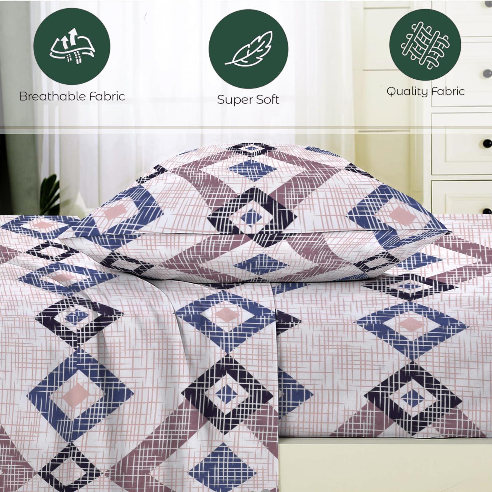EverSoft Bedding Pack of 4 Pillowcases 50x75cm Soft Pillow Cases, Wrinkle Free Easy Care Pillow Covers - Image 4
