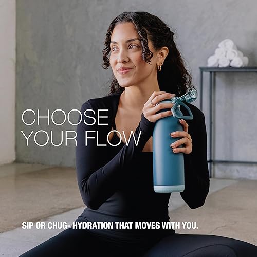 Miniatura 6 de ZULU Powerfill Pro - Botella de agua de acero inoxidable de 24 onzas con tapa de llenado rápido, metal aislado al vacío de triple pared, tapa de