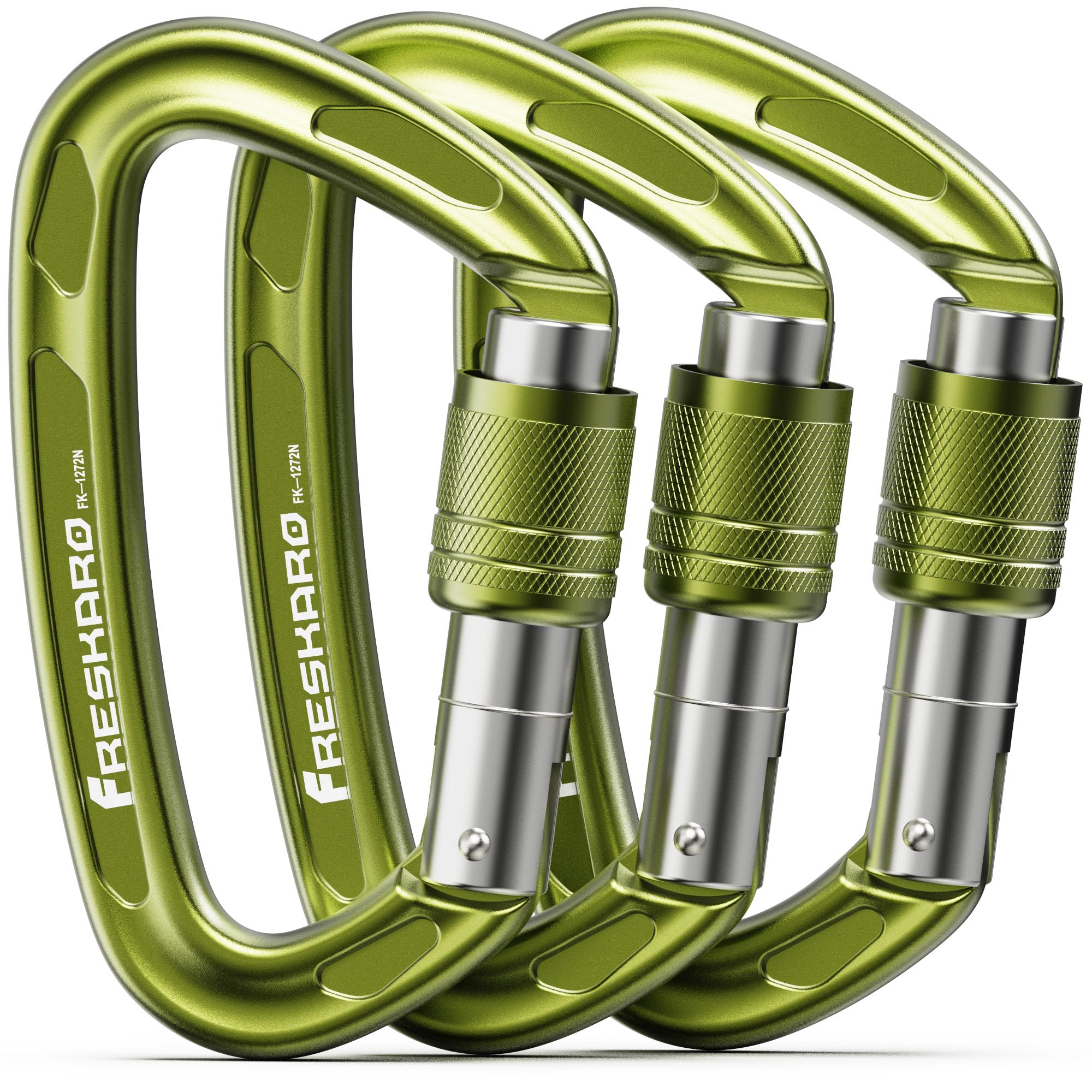 FresKaro 4inches 25kN-5621lbs Climbing Carabiners, UIAA CE Certified, Screw Lock, 7075 Aluminium, Lightweight, Rust Proof, for Mountaineering,