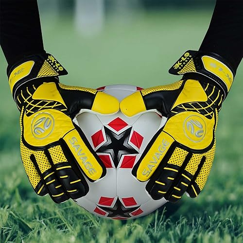 Miniatura 4 de K-LO Guantes de portero Guantes de portero de fútbol Savage Rise (unisex, juvenil, niños y adultos)  Salvajes de dedos para protección  Palma de