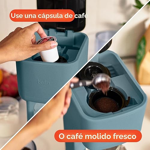 Miniatura 3 de BELLA Cafetera individual, para cápsulas K-Cup y café molido, bandeja de goteo ajustable y removible, apagado automático y accesorios aptos para