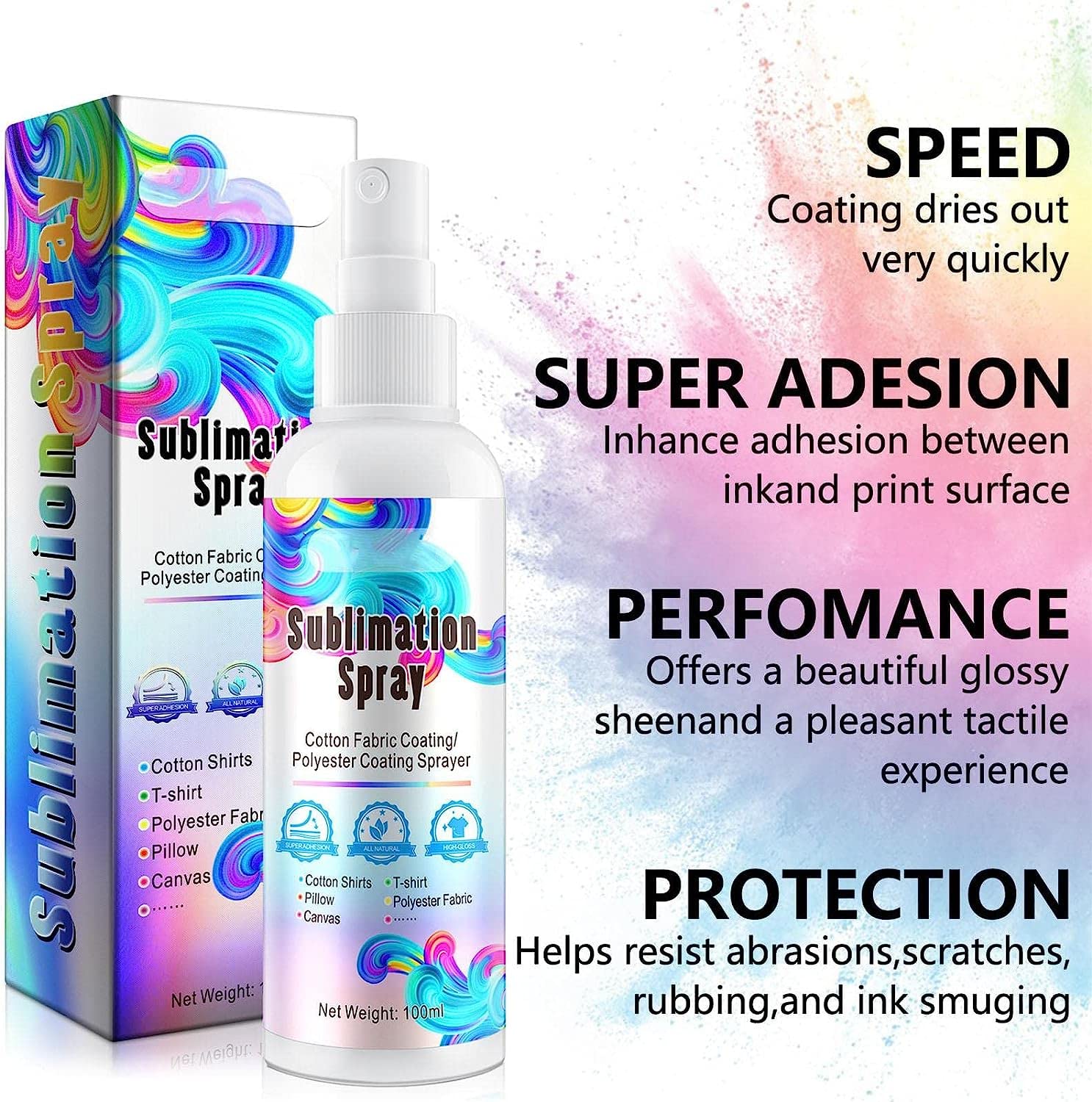 100ml Sublimatie Spray, Sublimatie Coating Spray Voor Katoenen Shirts Sneldrogende Super Adhesie Sublimatie Coating
