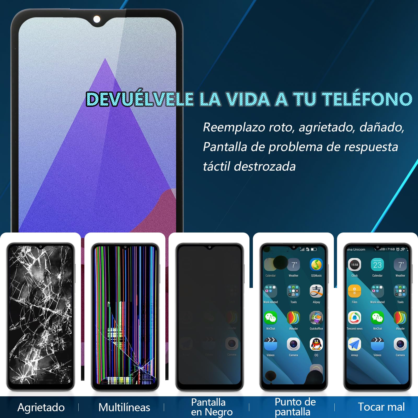 RongZy Pantalla para Samsung Galaxy A16 4G A165F/A165M Pantalla Táctil LCD Kit de Pantalla de Repuesto Ensamblaje Digitalizador de Reemplazo con Herramientas