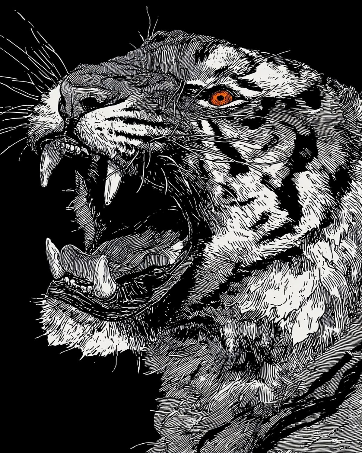 Liubaishi Black Paint By Numbers For Adults, Roaring Snow Leopard, 40X50 Cm Acrylic Canvas Kit