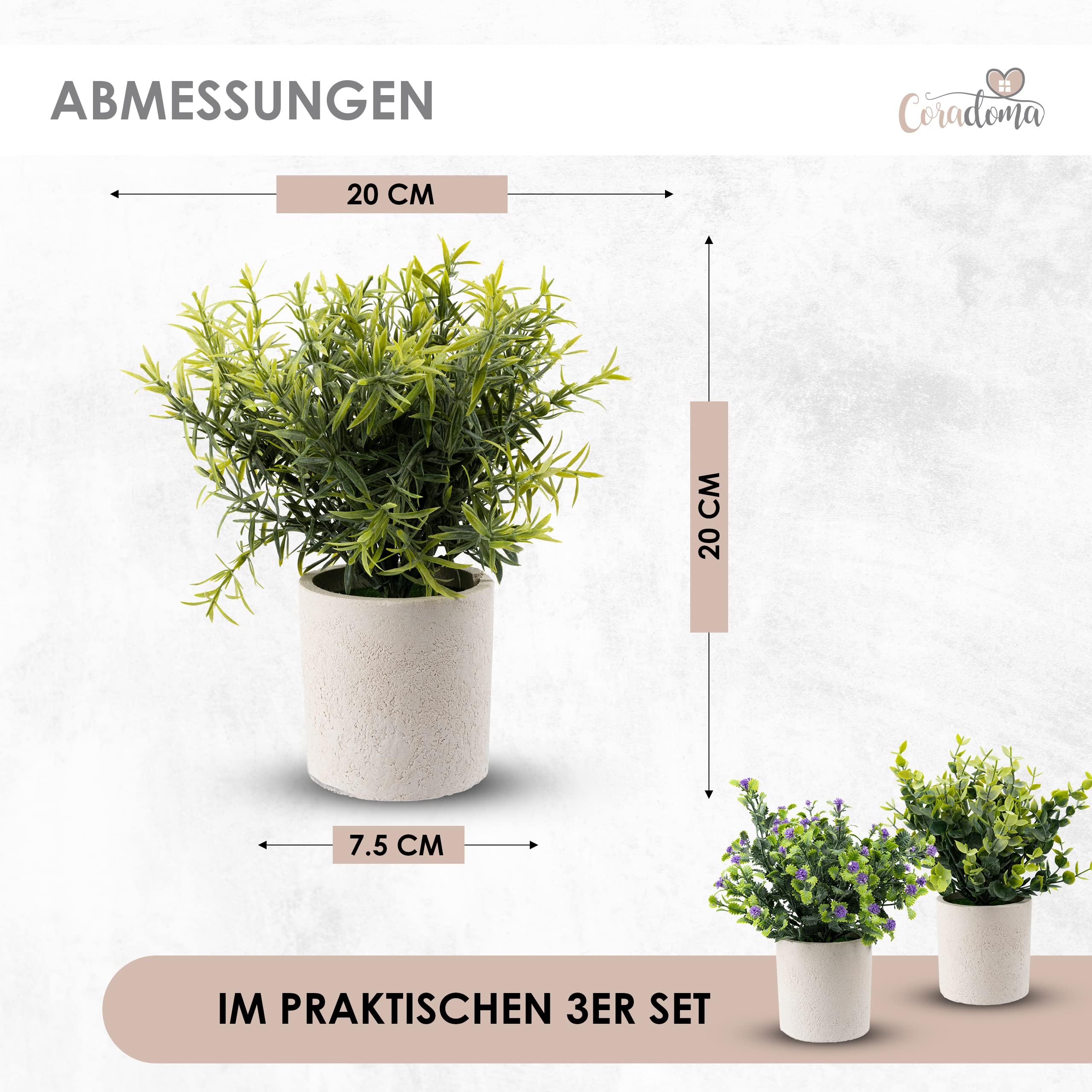 Amazon.de: Coradoma Knstliche Pflanzen 3er Set Dekoration Kunstpflanzen im  weien Topf | Wohnzimmer Deko modern Kchendeko | Kunstblume Sukkulente  Fensterbank Schreibtisch Wanddeko Bro Schlafzimmer