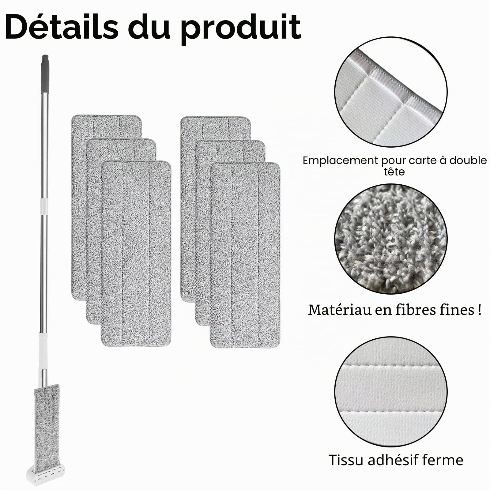 Lot de 10 serpillères en microfibre, 32 x 12 cm, réutilisables, humides et secs, pour la maison, le bureau, la cuisine, la salle de bain (gris)