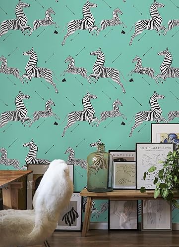 Miniatura 9 de Scalamandre Azure Zebra Safari - Papel tapiz para despegar y pegar, color azul