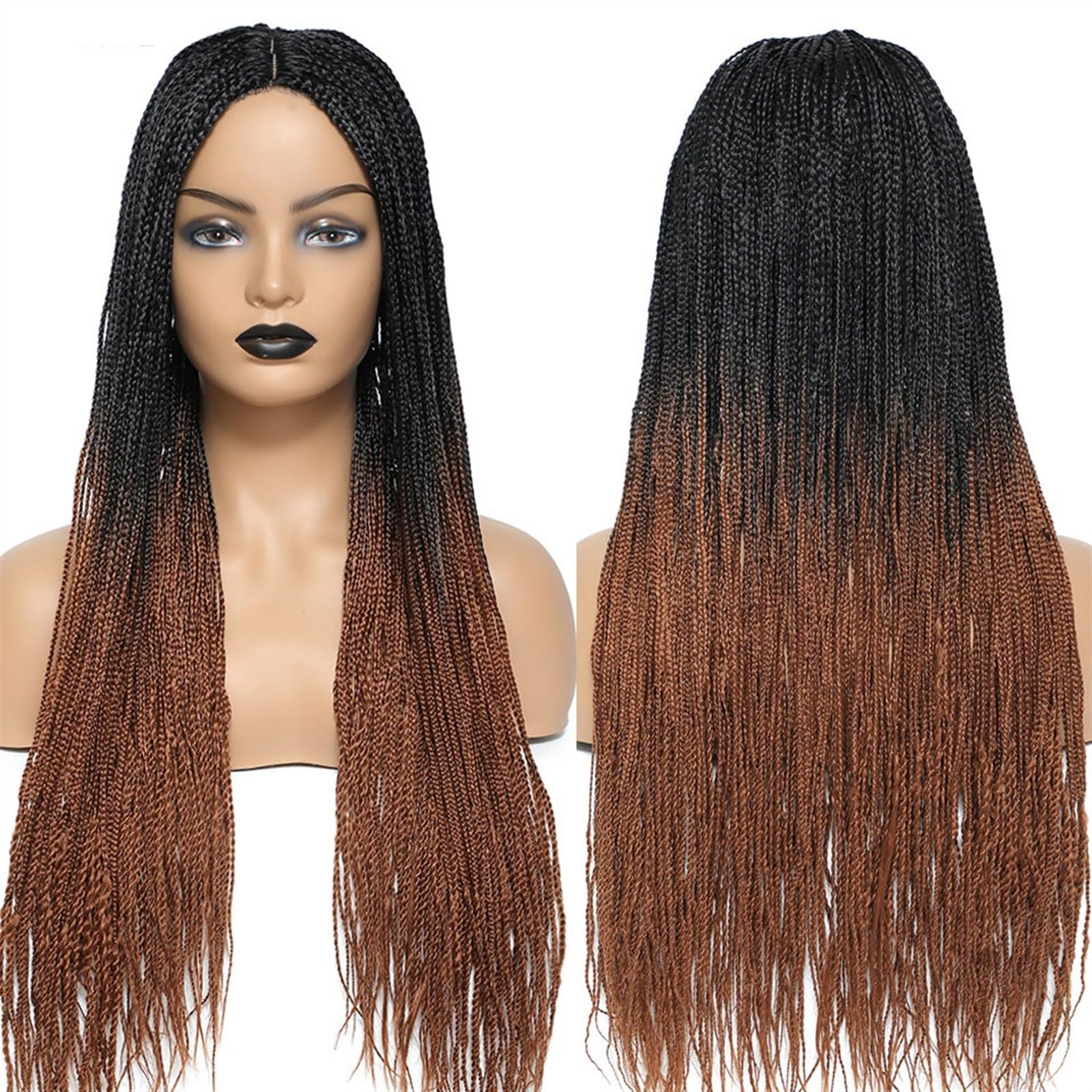 perücke Perruque Tresses Africaines Femmes Box Crochet Braids Perücken Perruque Handgefertigte geflochtene Kunsthaar-Zöpfe-Perücken Kunstfaserhaar(1B 30 Color)