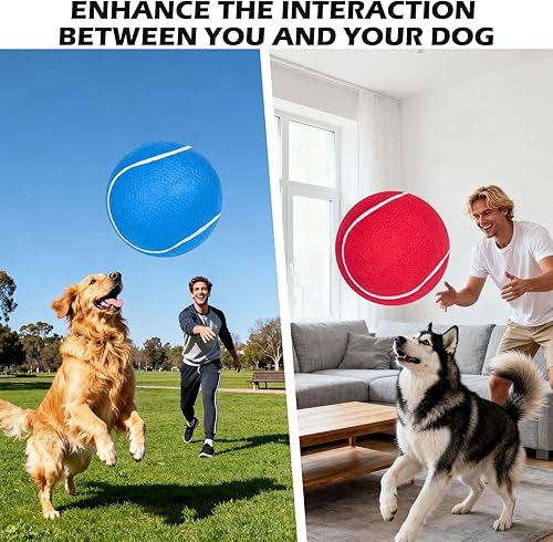 Miniatura 5 de EXPAWLORER Giant Tennis Balls for Dogs - 2Pcs 9.5" Interactive Dog Ball Toy for Outdoor Indoor Training Playing Sports, Large Tennis Ball Toys with