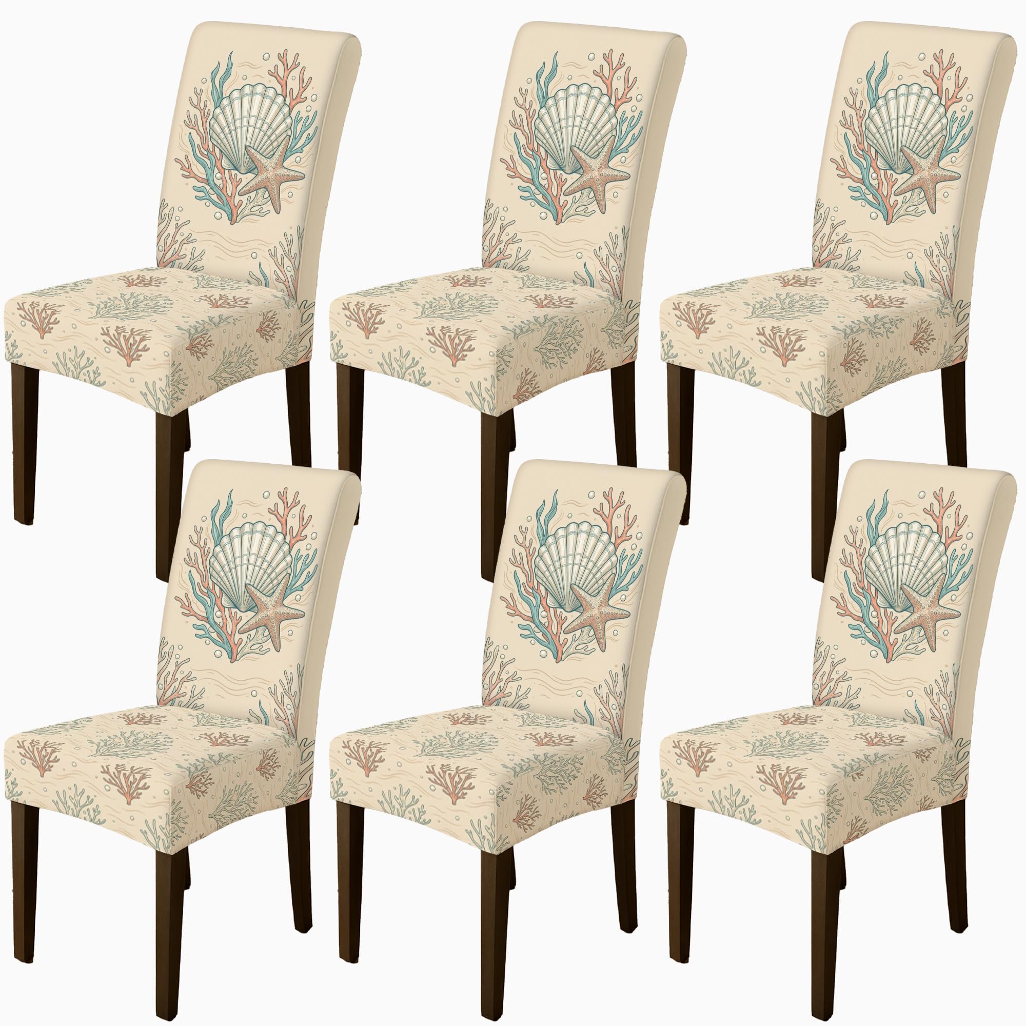 Housse de chaise lot de 6 extensible pour rénover des chaises abîmées salle à manger motif mer