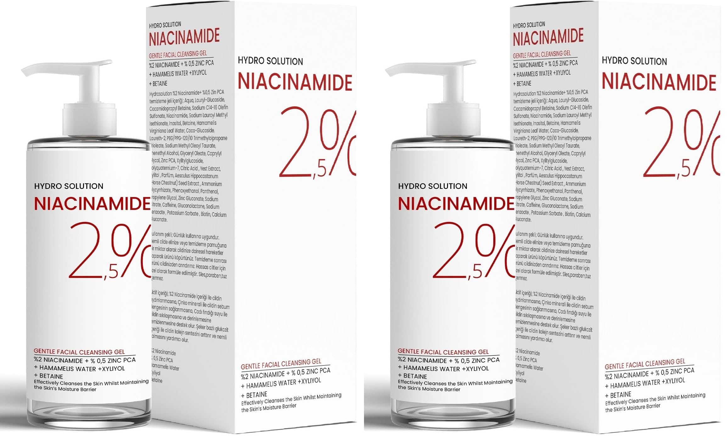 PROCSIN HYDRO SOLUTION%2 Niacinamide +%0,5 Zinc PCA Temizleme Jeli 200 ML (2 paketi)