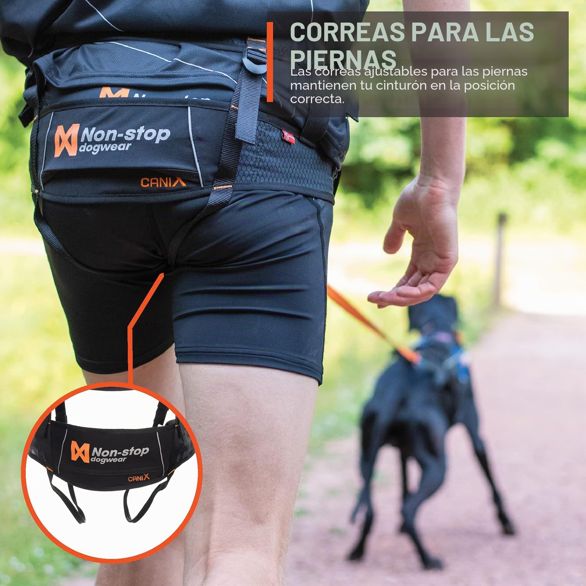Non-Stop Dogwear Cinturón Canix para Perros | 123X | Máxima Seguridad – Peso Mínimo | Talla M | Canicross