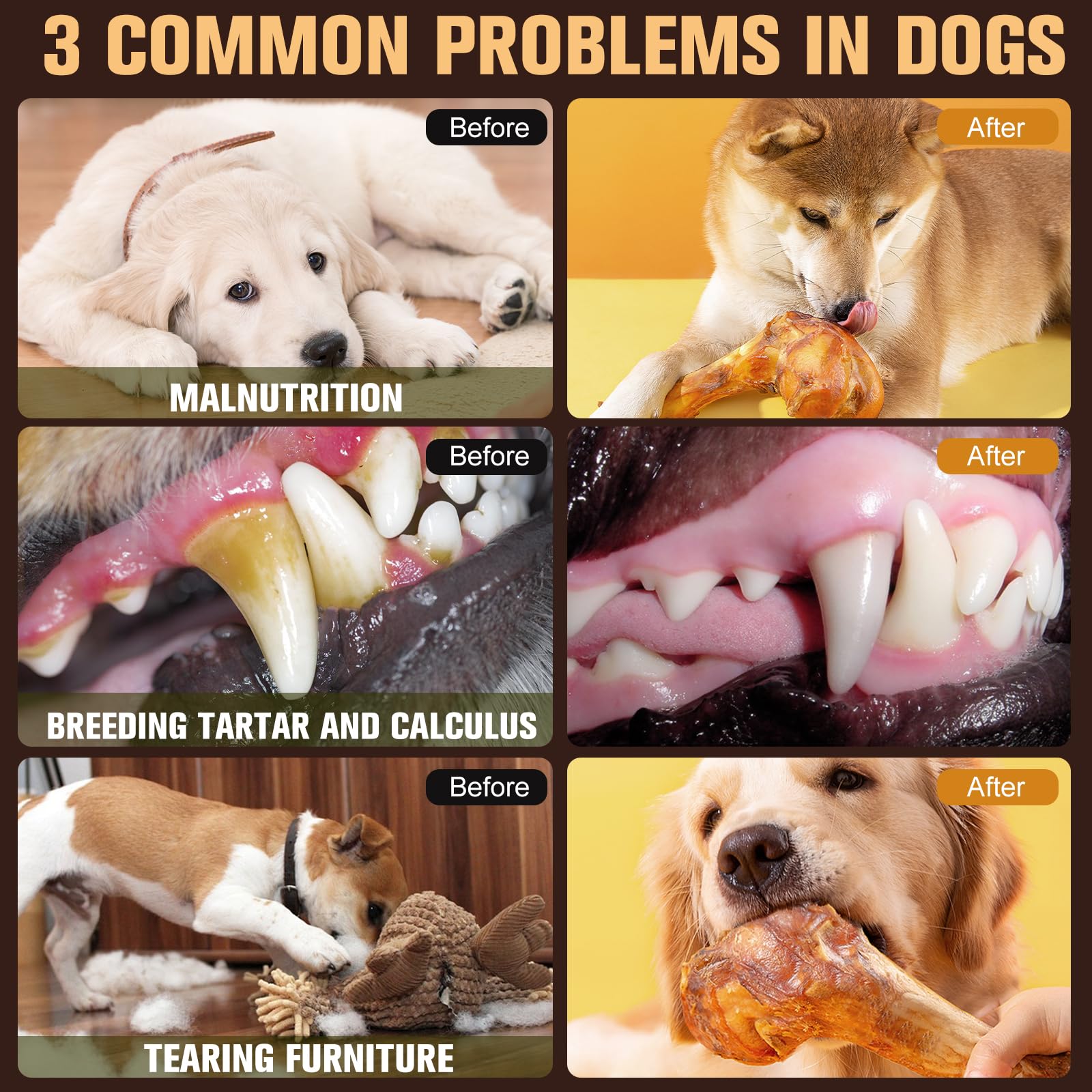Manzo Osso masticabile per cani, Naturali Bisonte stick per la pulizia dei denti, Snack premio Ossa da masticativo per Cani Piccoli e Medi, Completamente Digestibili - Texture Croccante e Duratura (1)