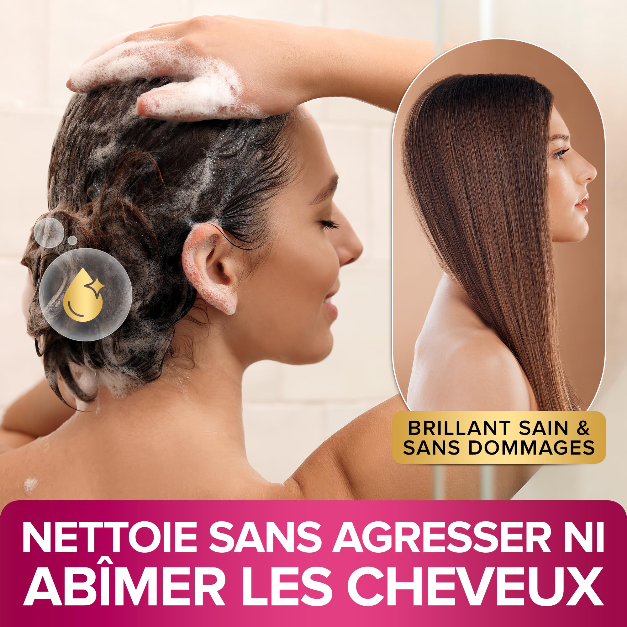 NYK1 Coffret Shampooing Et Apres Shampoing Sans Sulfate (500ml x2) Ensemble Shampoing Sans Sulfate Pour Extensions, Coloration Et Soin Kératine - Nettoyage En Douceur Et Prévention De La Casse