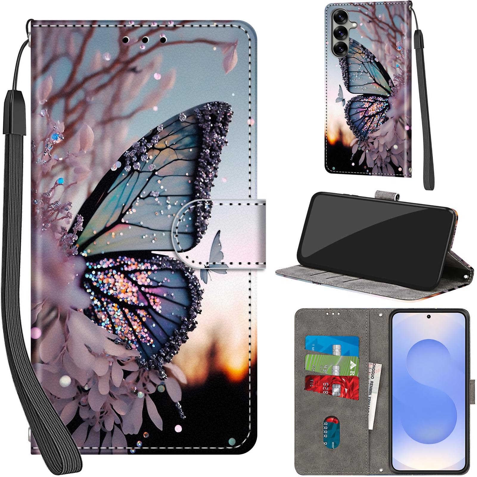 Housse Samsung Galaxy S25 étui portefeuille avec fente carte et sangle