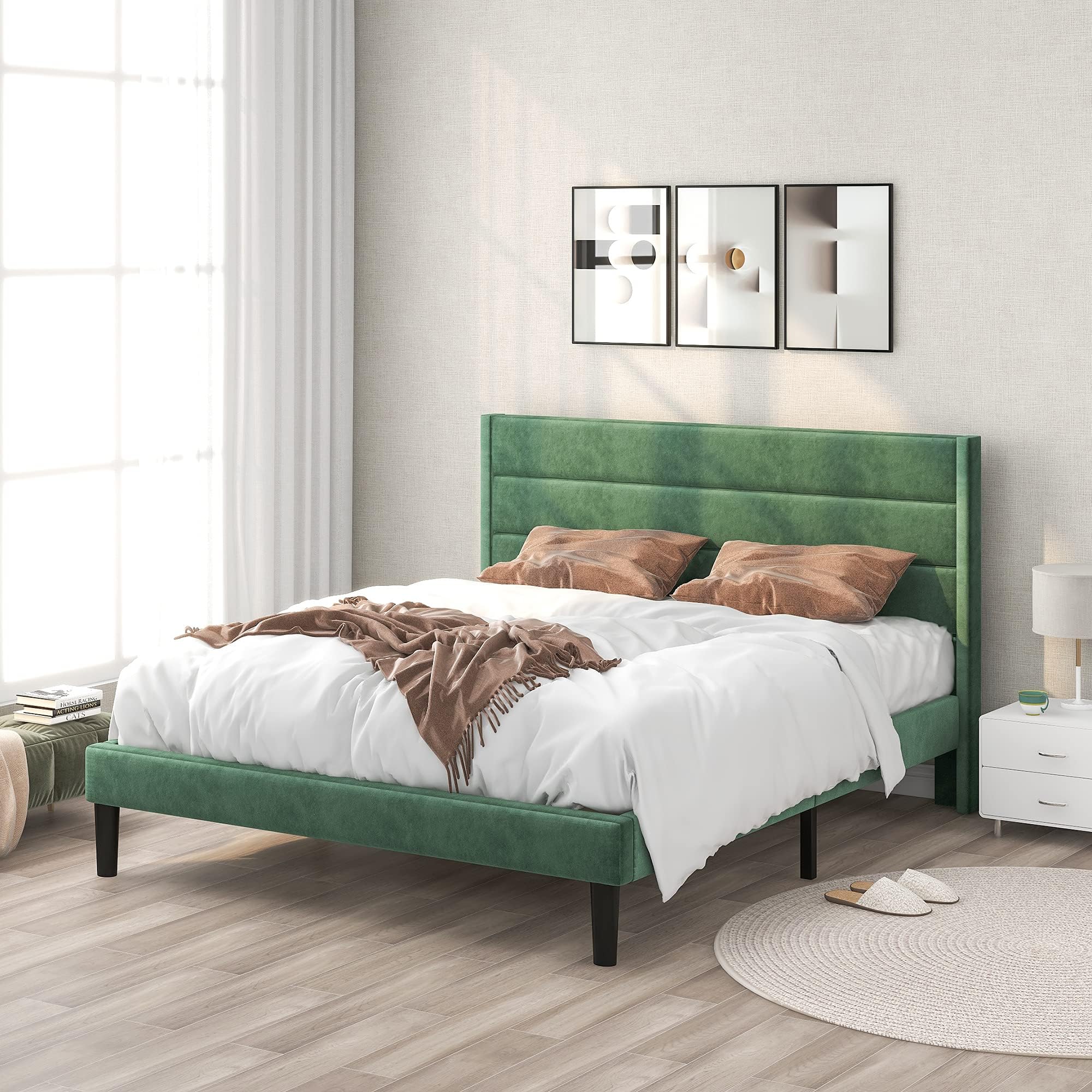 Merax Polsterbett 140x200 Cm Mit LED-Licht & USB – Höhenverstellbares Kopfteil, Schubladen & Lattenrost – Beige, Ohne Matratze