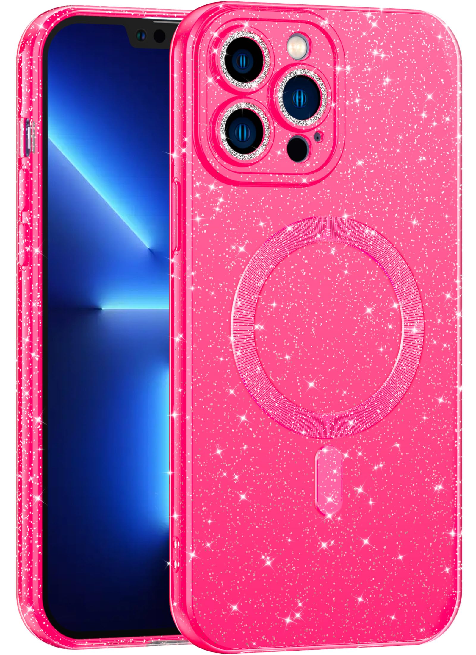 CUZMIGO for iPhone 13 Pro Max Case Glitter Magnetic Compatible with Magsafe, Sparkly Shiny Bling Phone Cases for Women Girls, Slim Fit Soft TPU