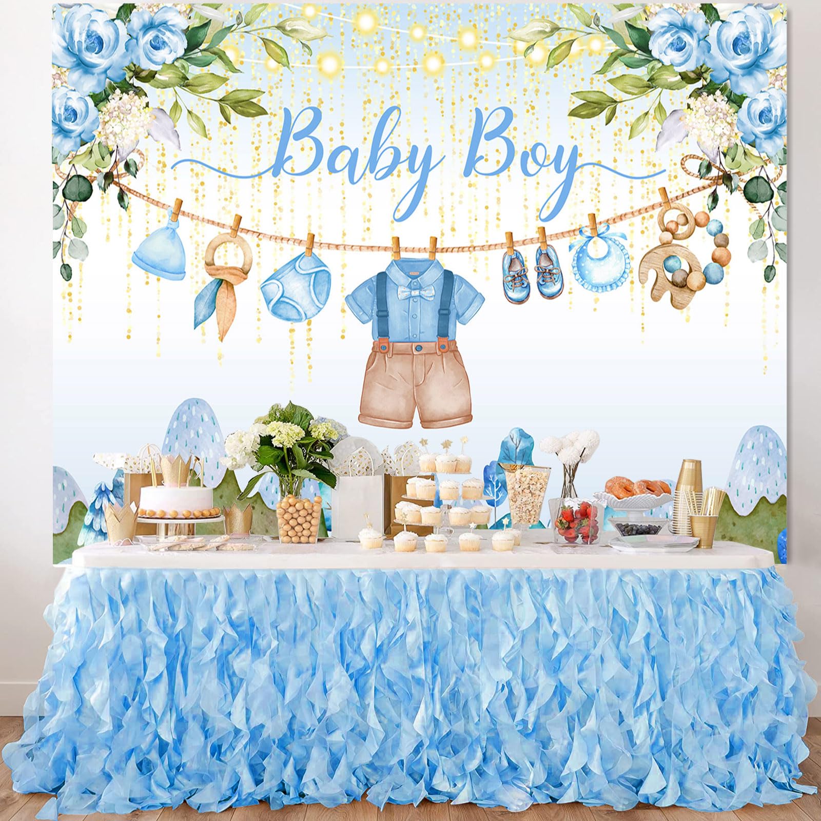 Polyester Party Backdrop Mocsicka Boy Elephant Baby Shower Backdrop Baby Boy  Elephant Photography Background 7x5ft Vinyl Blue Elephant Baby Shower Party  Banner Backdrops It's A Boy Banner, image size:1600x1600