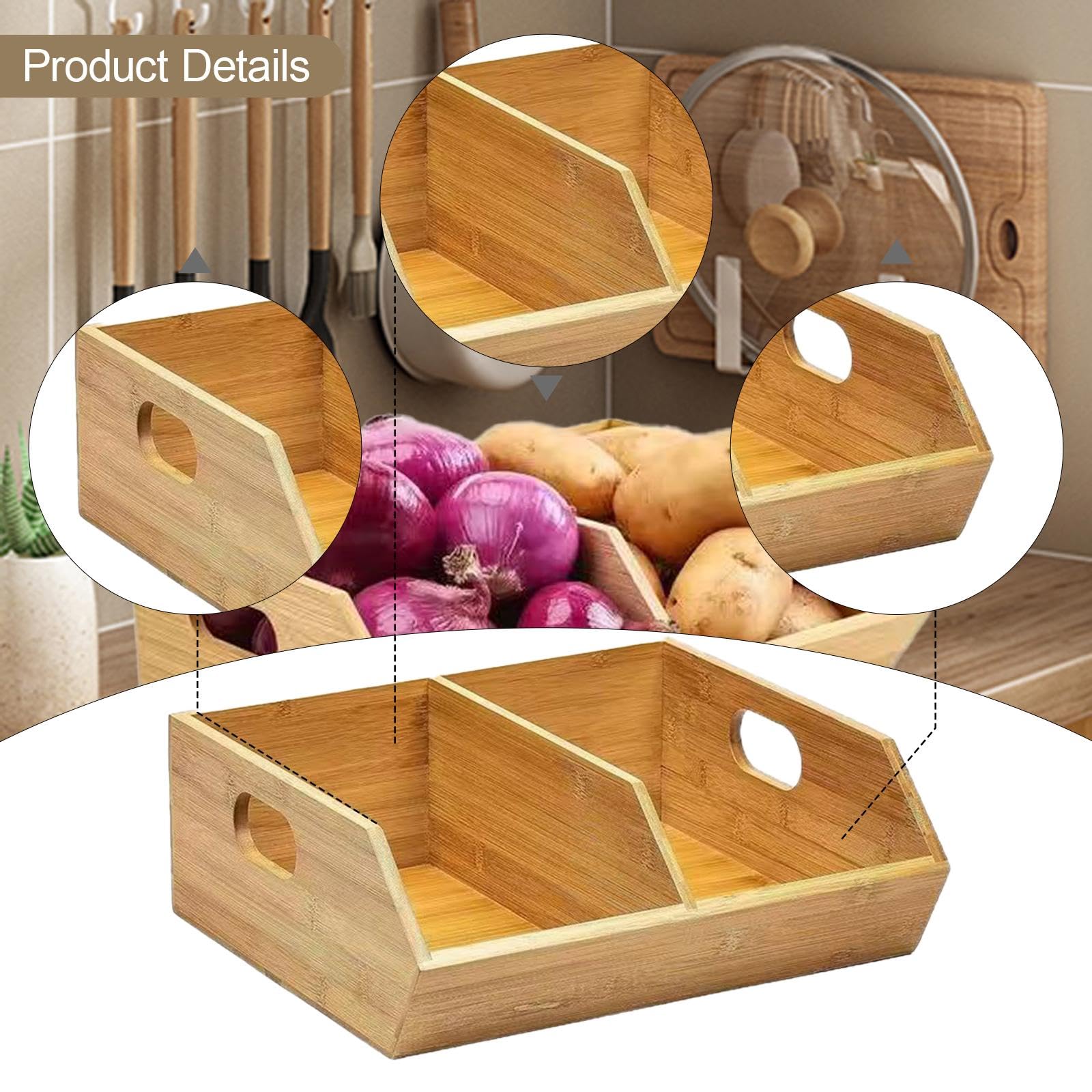 Caja Apilable De Bambú Para Cocina