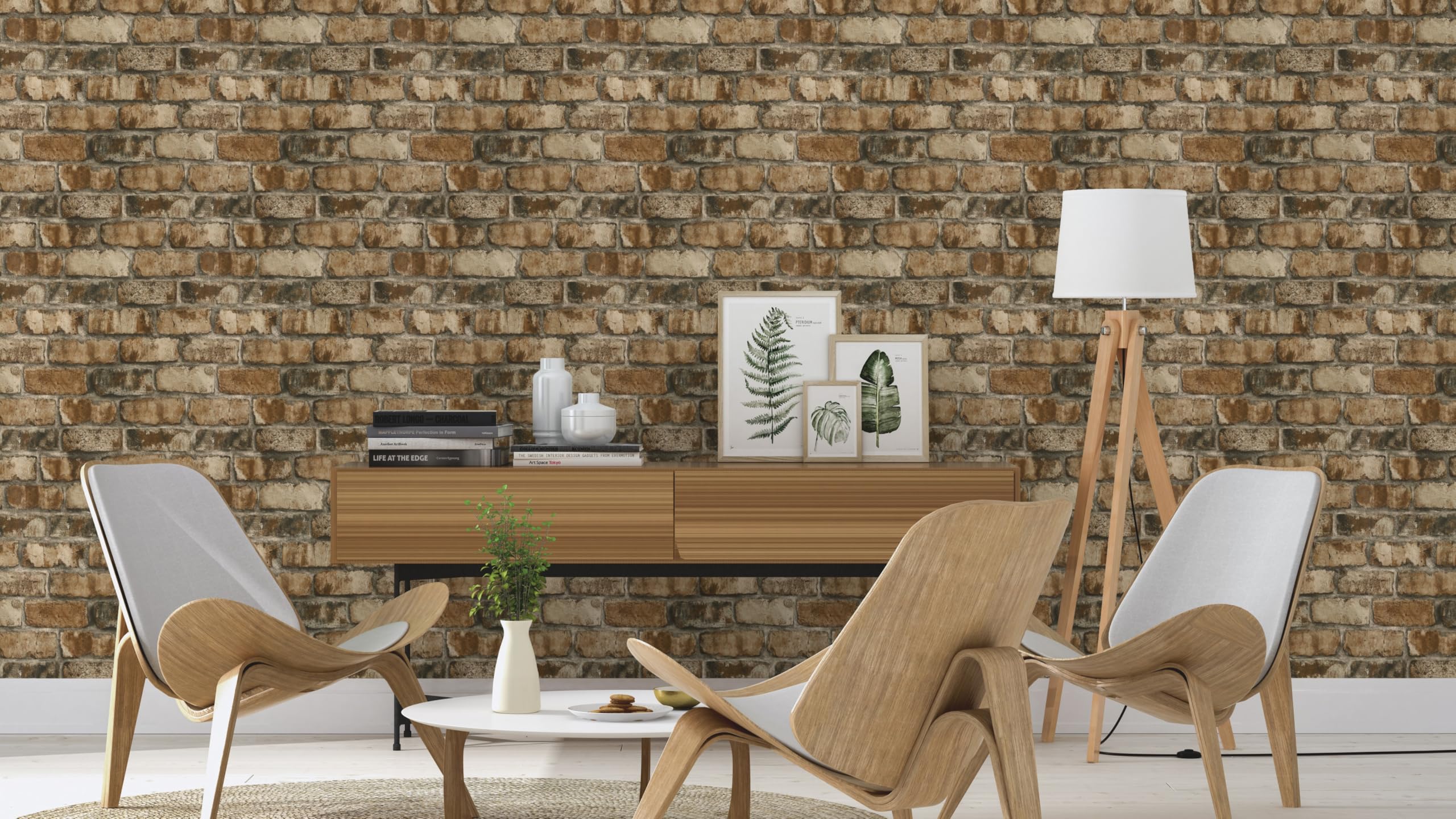 Rasch Selbstklebende Tapete Backstein Clayton - Strukturierte Vliestapete Steinoptik, Mauerwerk in Braun Beige - Einfaches Anbringen ohne Kleister mit tesa-Klebetechnologie - 6,00m x 0,53m