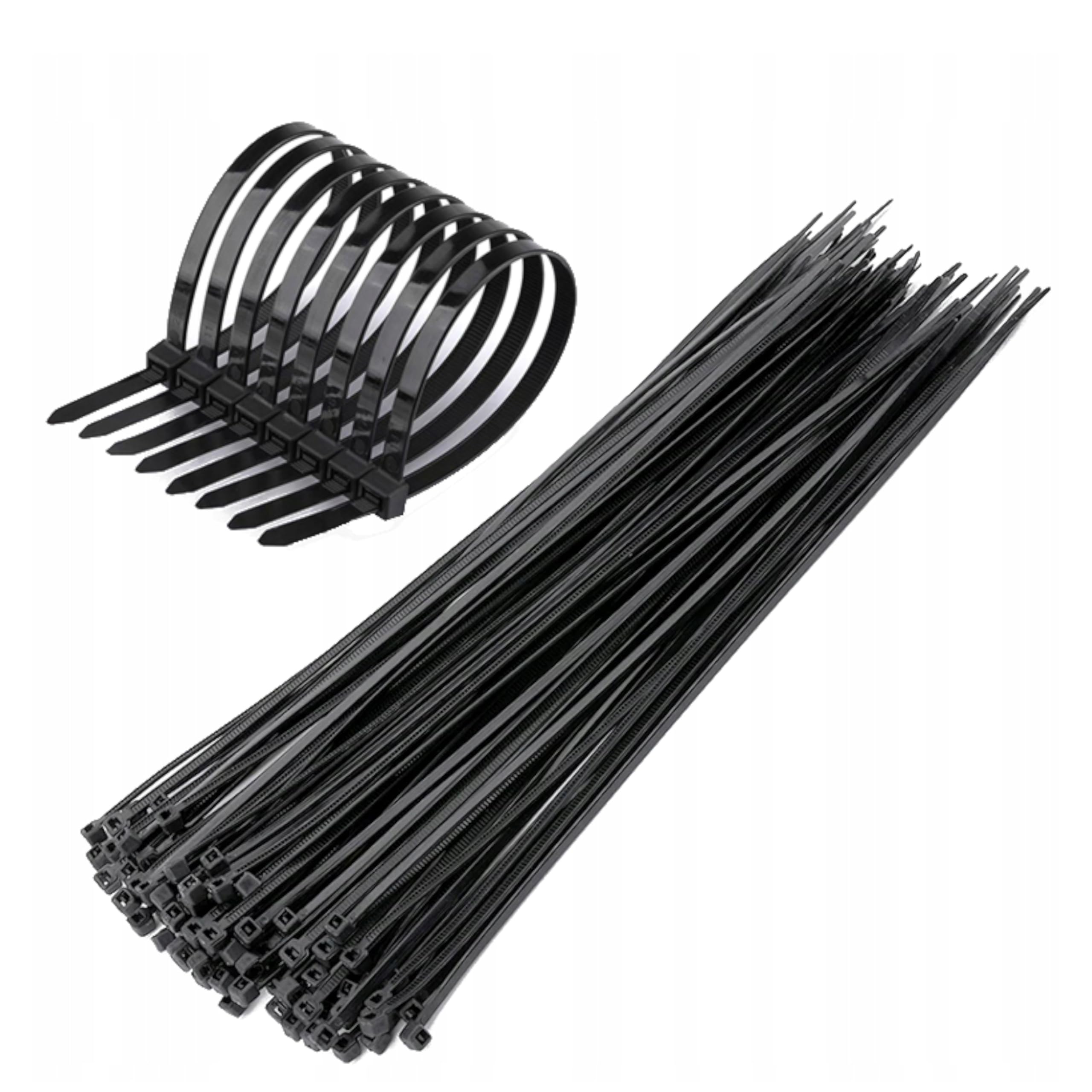 Cable Ties Black 100/140/200/250/300mm Nylon Zip Tie Wraps Strong 11 Sizes Office, and Industrial Use –Multi-Purpose Cable Management Organize (200, 7.6 x 500mm)