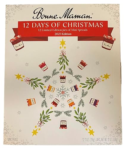Bonne Maman Juego de regalo de 12 días de Navidad para untar y miel - 12 miniuntables y miel de edición limitada