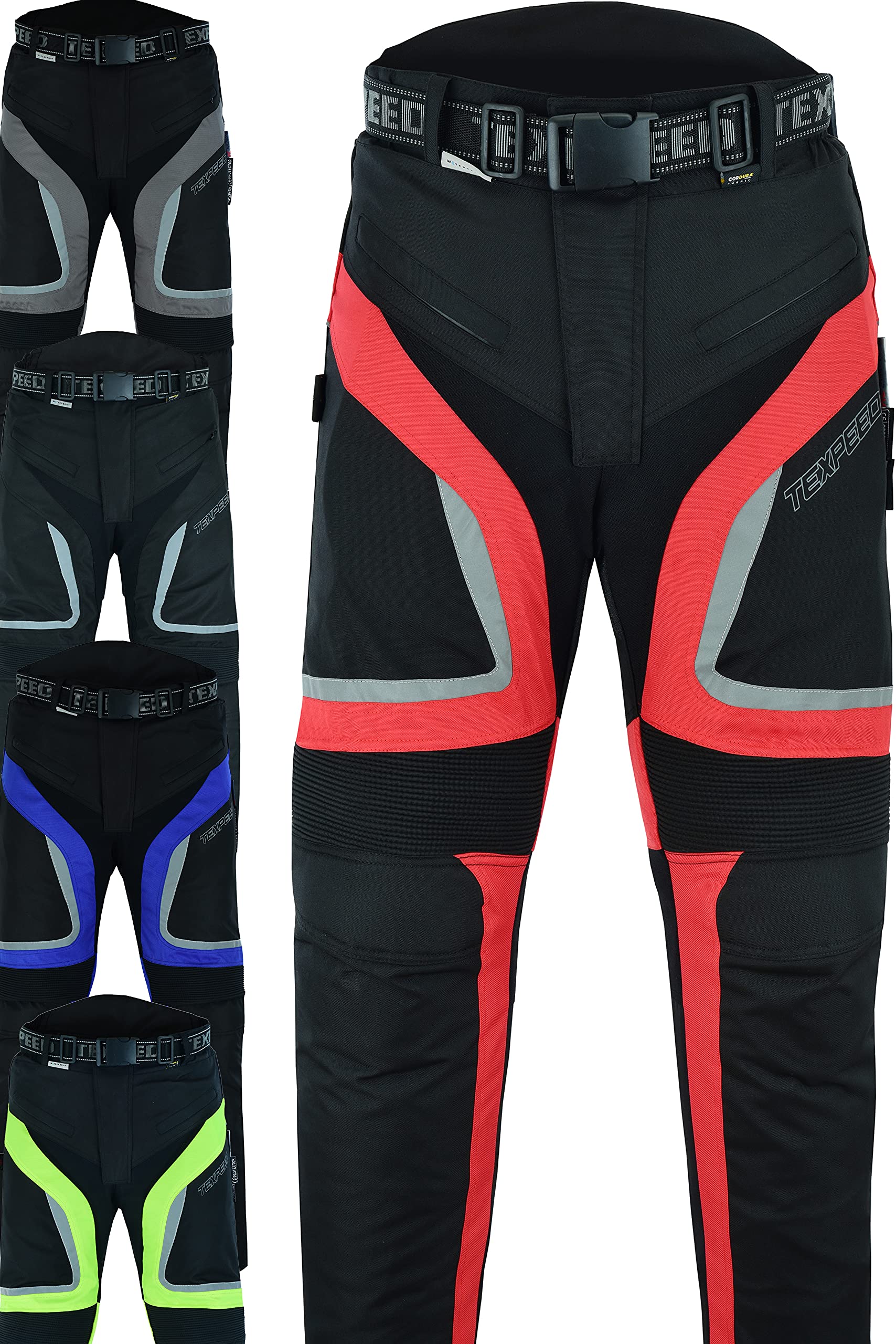 Texpeed Motorcycle Biker Trousers Mens Motorbike Waterproof Textile Cordura Pants With Protective CE Armour (EN 1621-1) Black - 40W / 30L — view 10