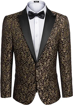 COOFANDY Mens Floral Blazer Suit Jacket Dinner Party Prom Wedding Stylish Tuxedo