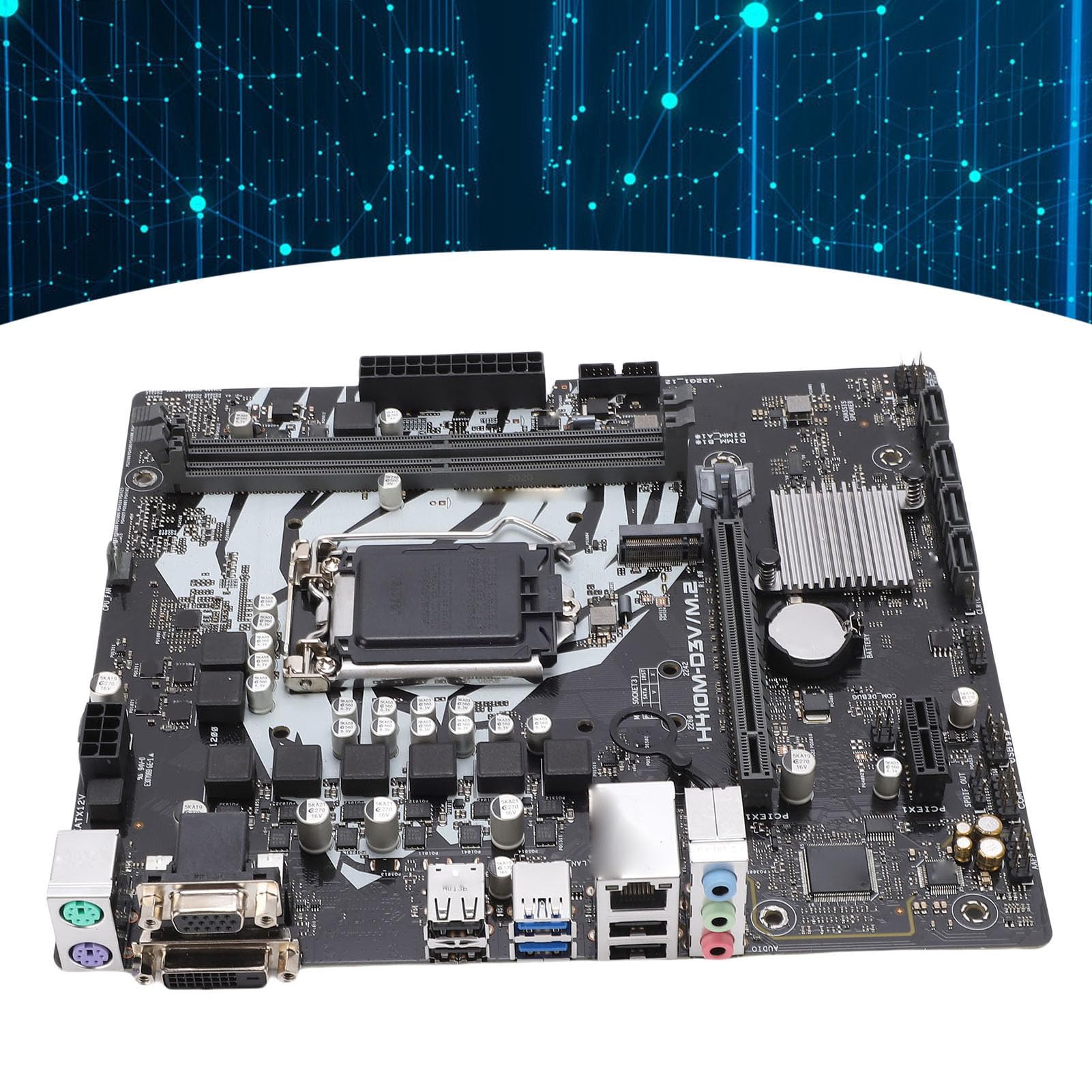 Elprico Placa Base Micro ATX, LGA 1200, DDR4 de Doble Canal 2933 2666 2400 2133 MHz, Compatible con Procesadores Celeron de 10.ª Generación, 4xSerial ATA III, 4xUSB3.2 Gen 1,